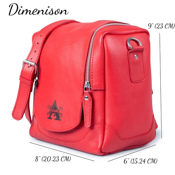 Red Leather Camera Bag – Bold Full-Grain Leather Crossbody for Women & Men | Travel-Ready Compact DSLR Bag | Gift for Photographers