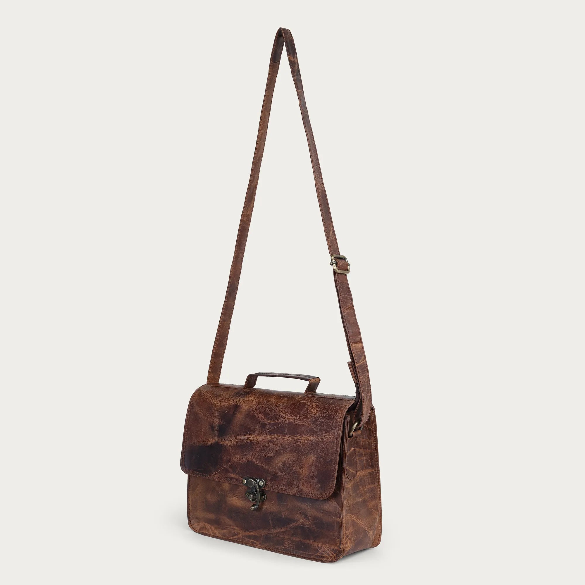 Vintage Brown Leather Crossbody Purse – Full Grain Handmade Everyday Shoulder Bag for Women