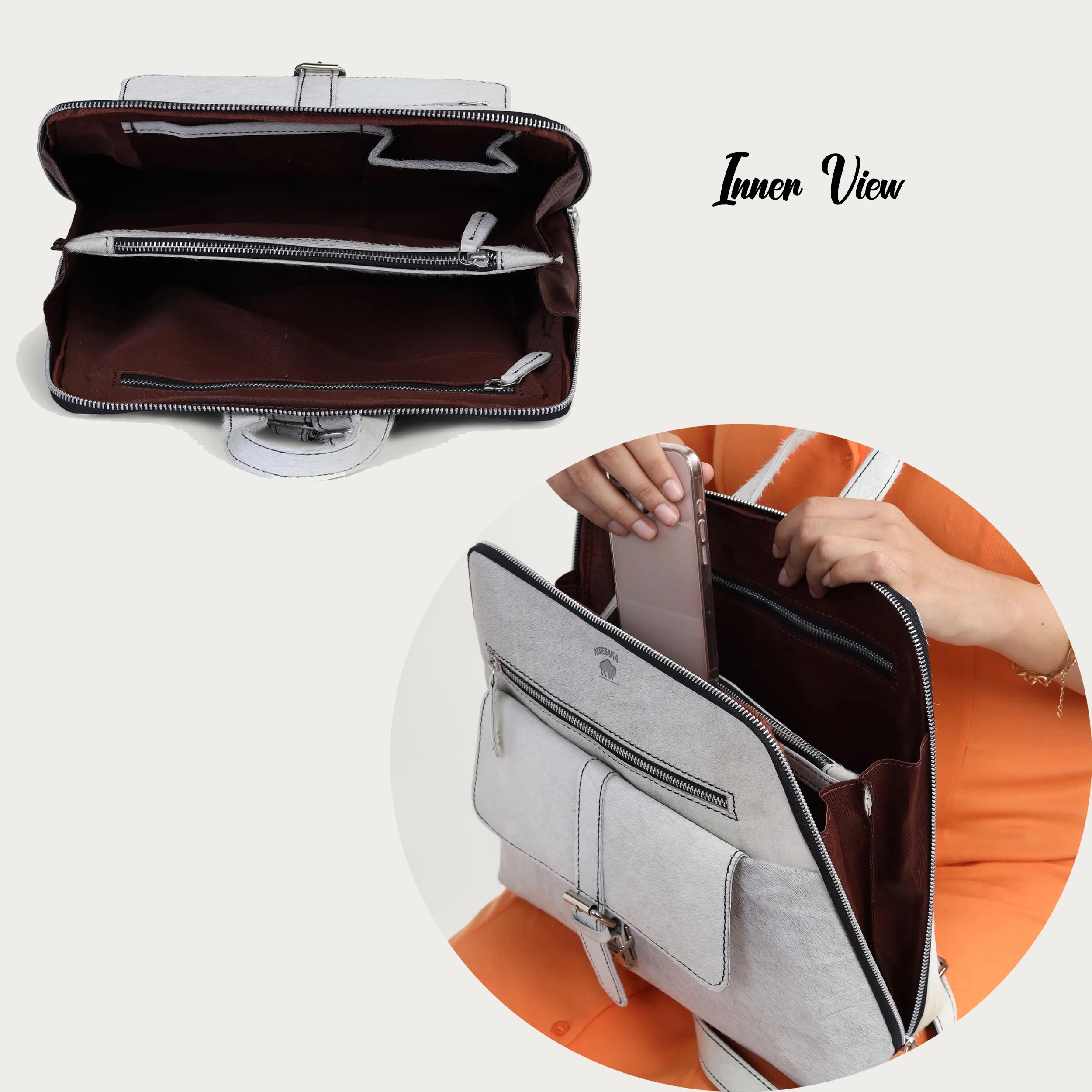 White Hairon Leather Backpack