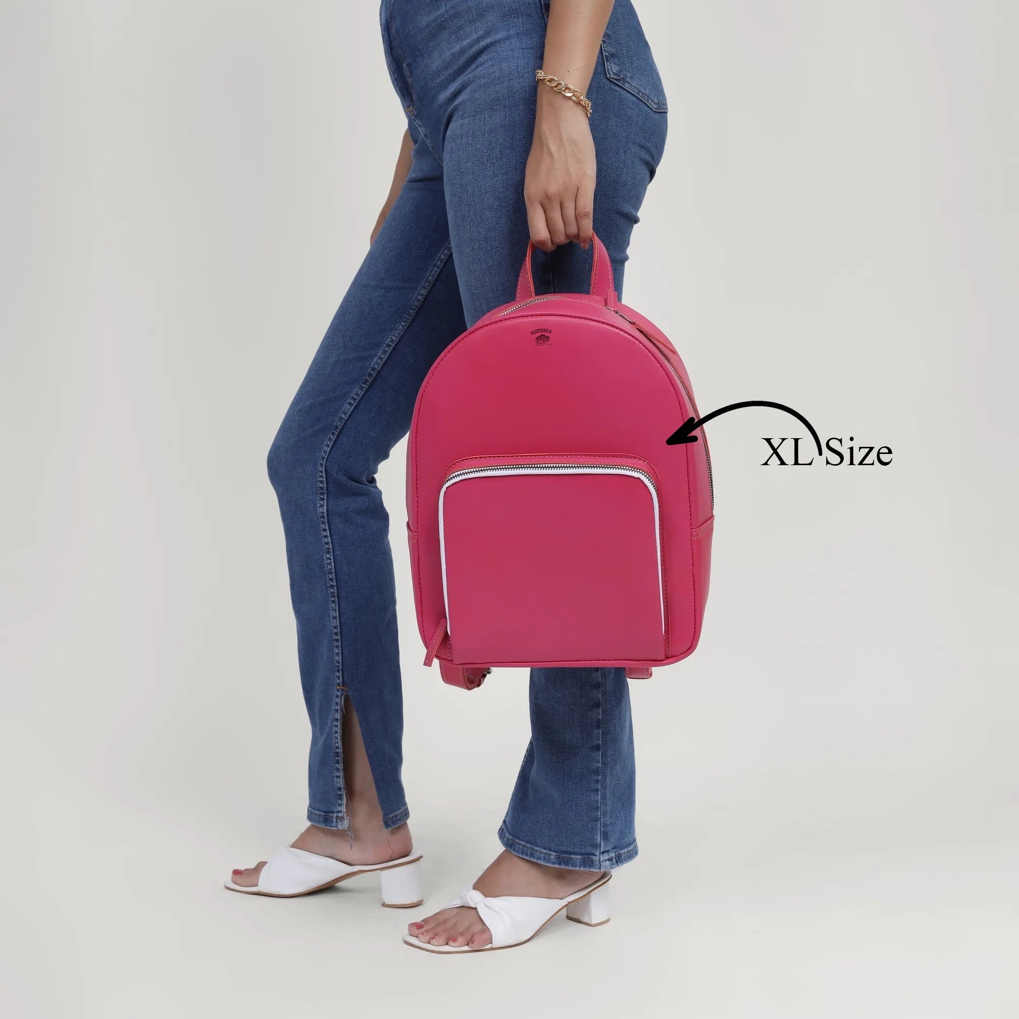 Pink Leather Backpack – Handmade Full Grain Minimalist Bag for Women
