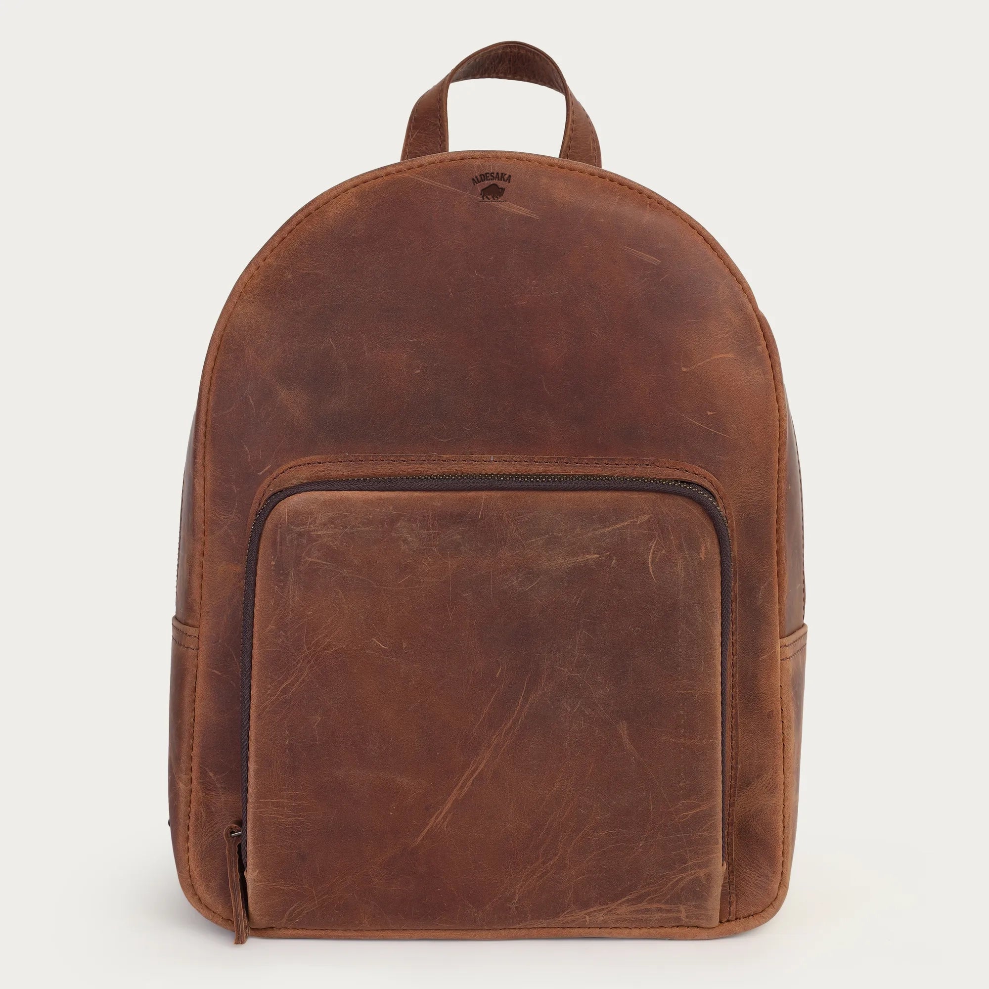 Distressed Brown Leather Backpack