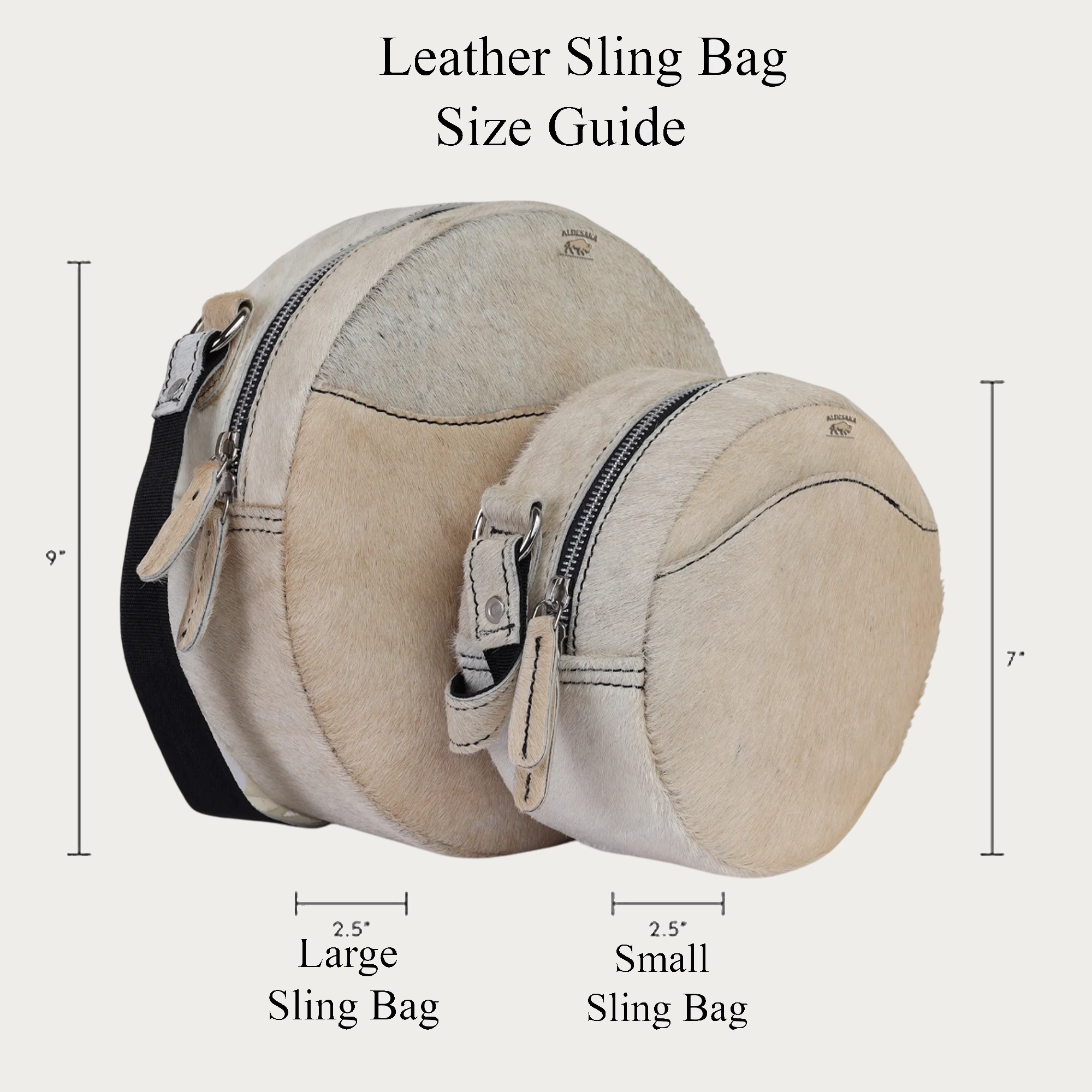 White Hairon Leather Crossbody Bag – Handmade Round Sling (USA Shipping)