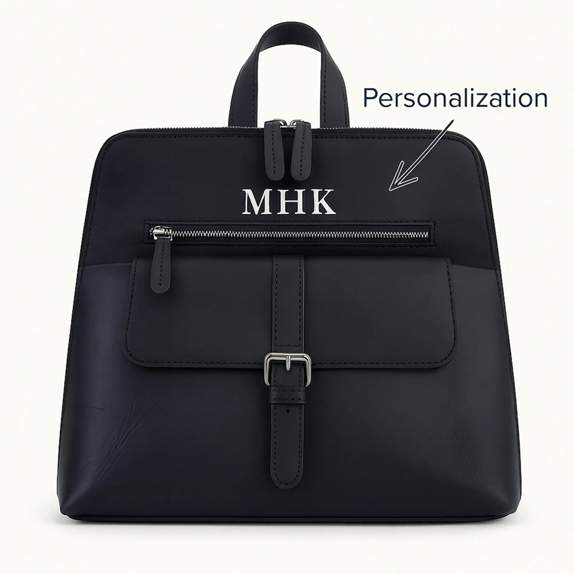 Black Leather Backpack – Handmade Full Grain Leather Daypack for Women