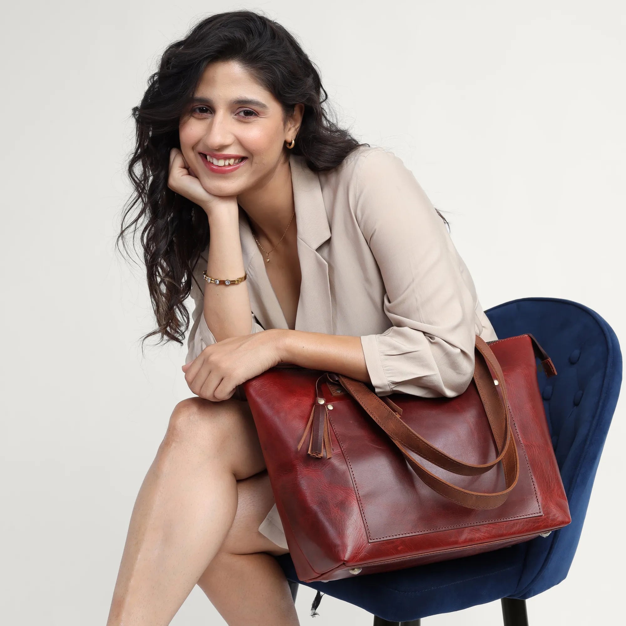 Wine Red Leather Shoulder Bag for Women – Handcrafted Full-Grain Tote | Personalized | Global Delivery | Work-Ready Elegance