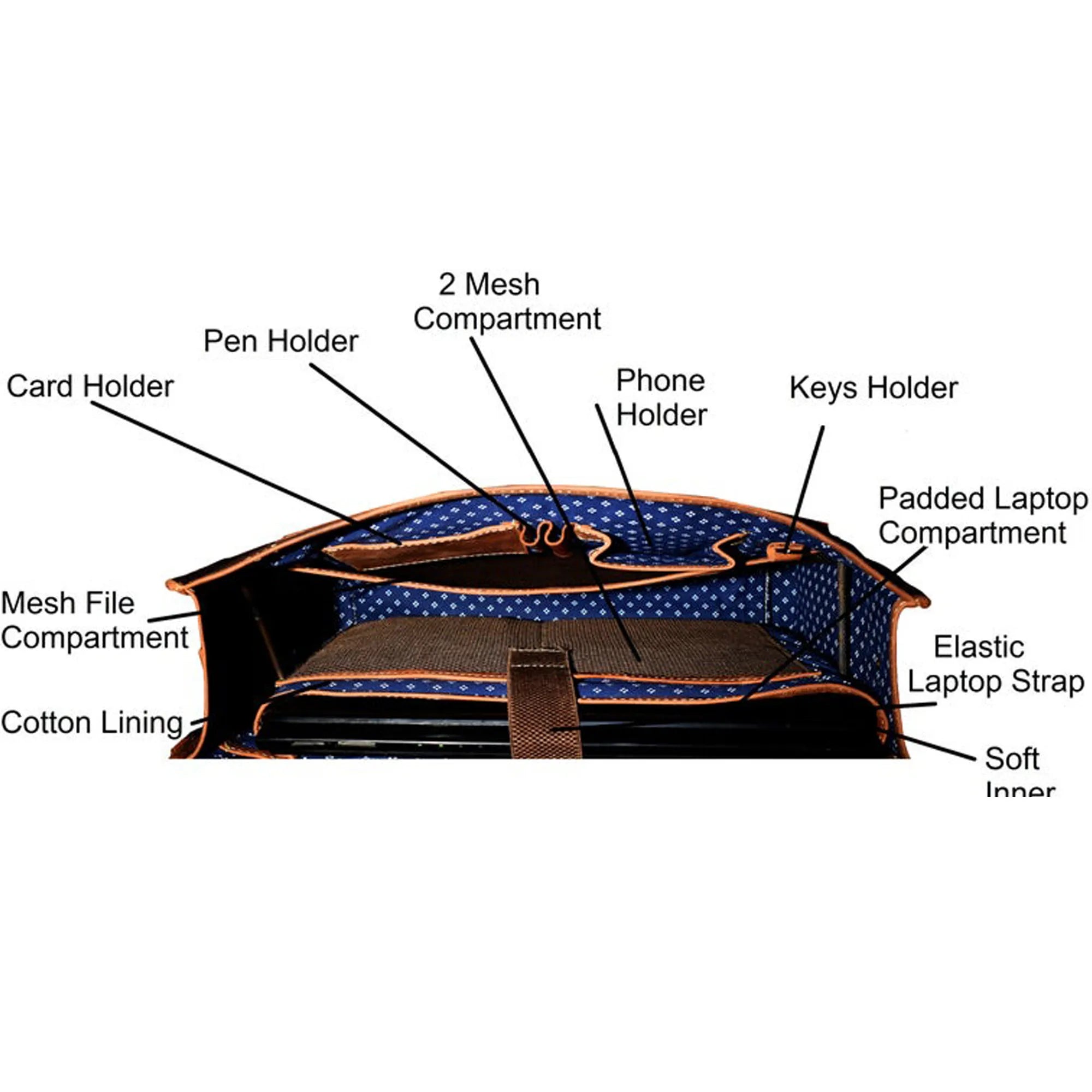 Cognac Leather Laptop Messenger Bag – Full-Grain Briefcase with Snap Lock & Trolley Sleeve (14" / 16" / 18")