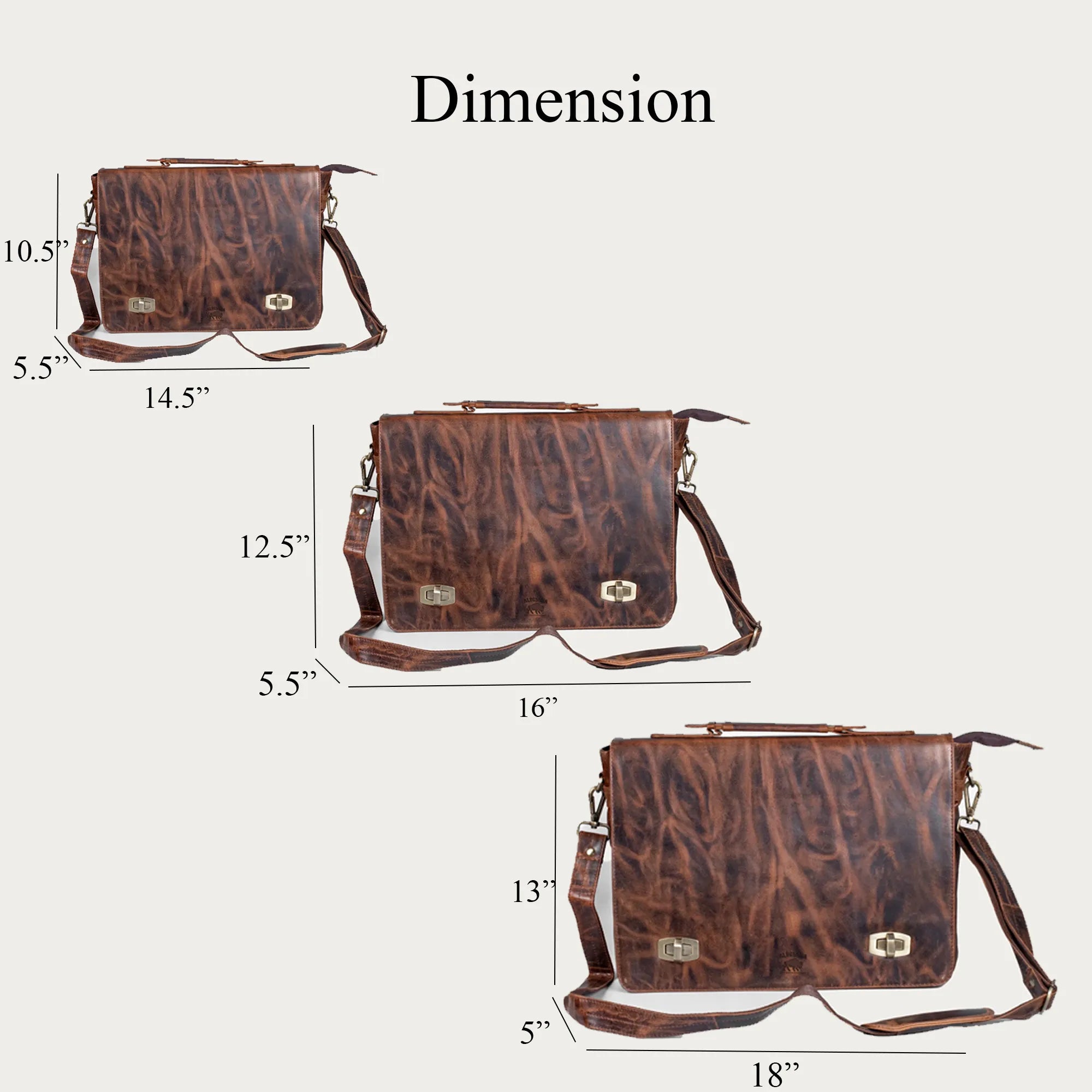 Distressed Brown Leather Briefcase – Full-Grain Executive Laptop Bag with Twist-Lock Closure (14" / 16" / 18")