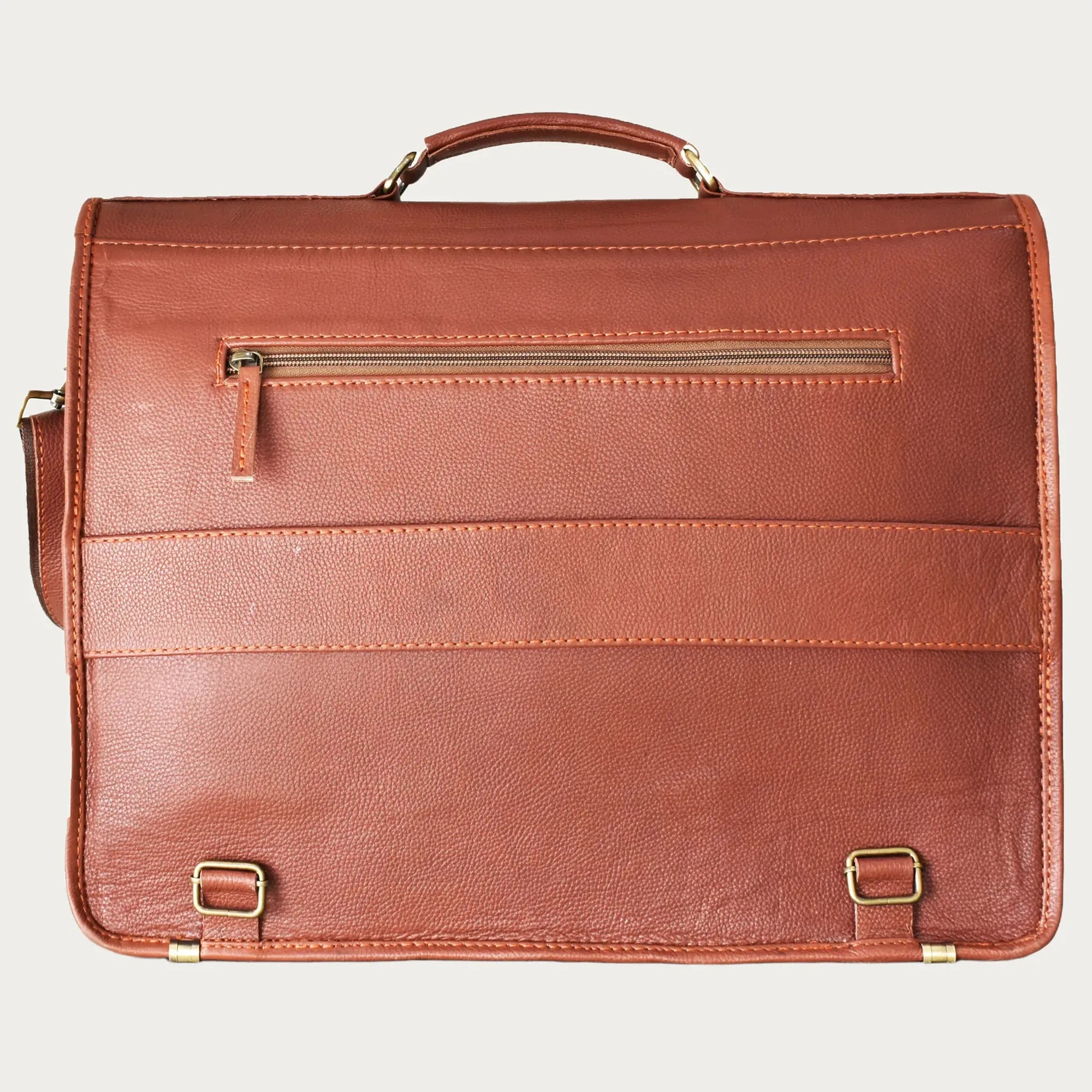 Cognac Leather Laptop Satchel – Full-Grain Handmade Bag for Professionals & Students (14" / 16" / 18")