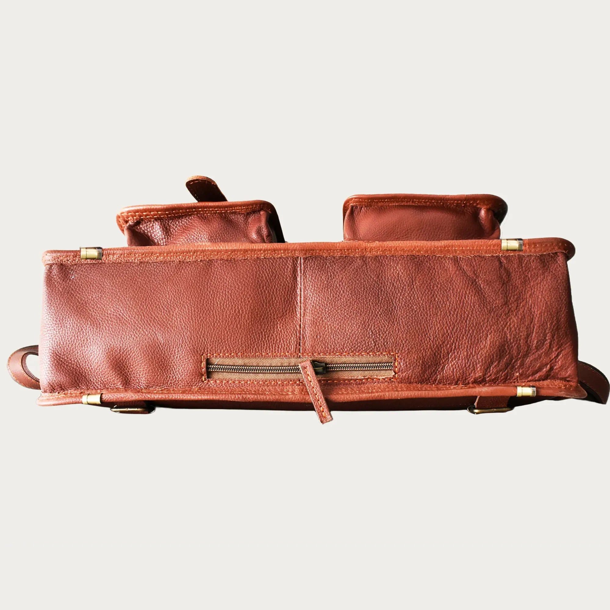 Classic Tan Leather Messenger Bag – Handmade Full-Grain Briefcase for Work and Travel