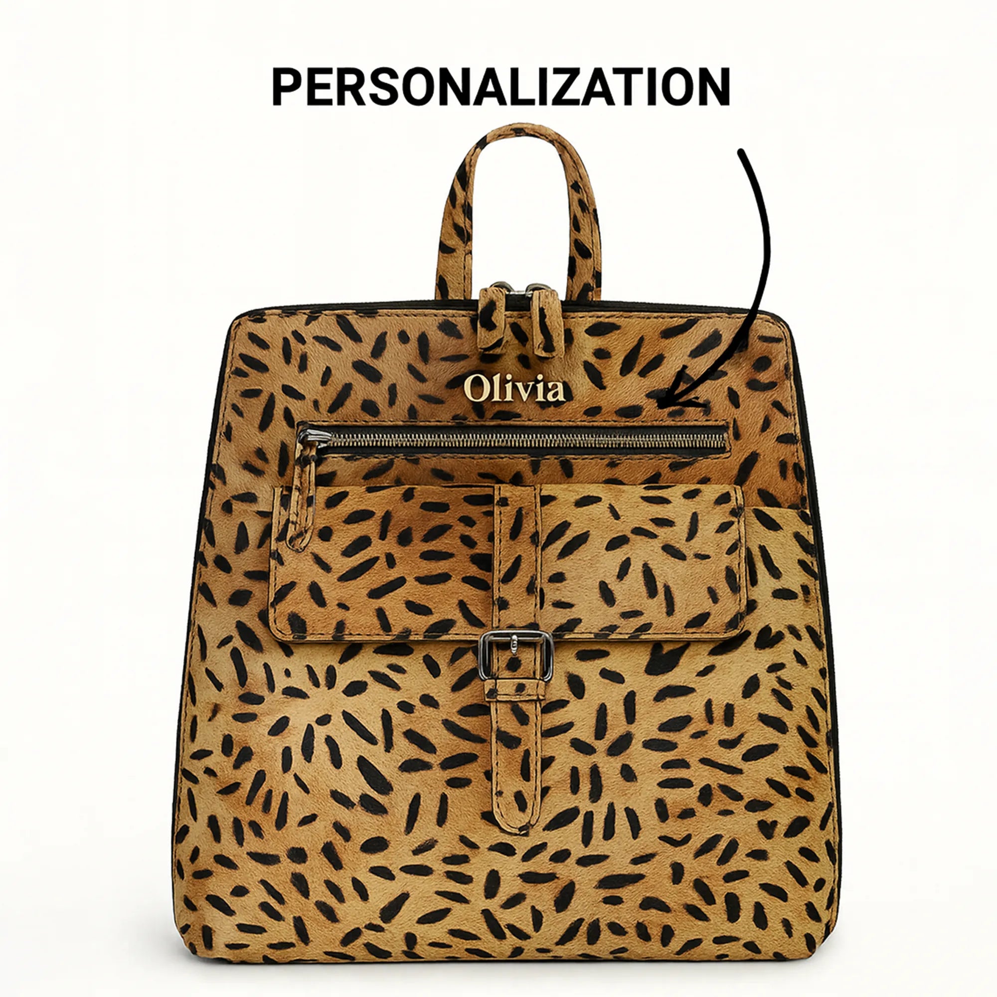 Leopard Hairon Leather Backpack – Handmade Cowhide Daypack for Women