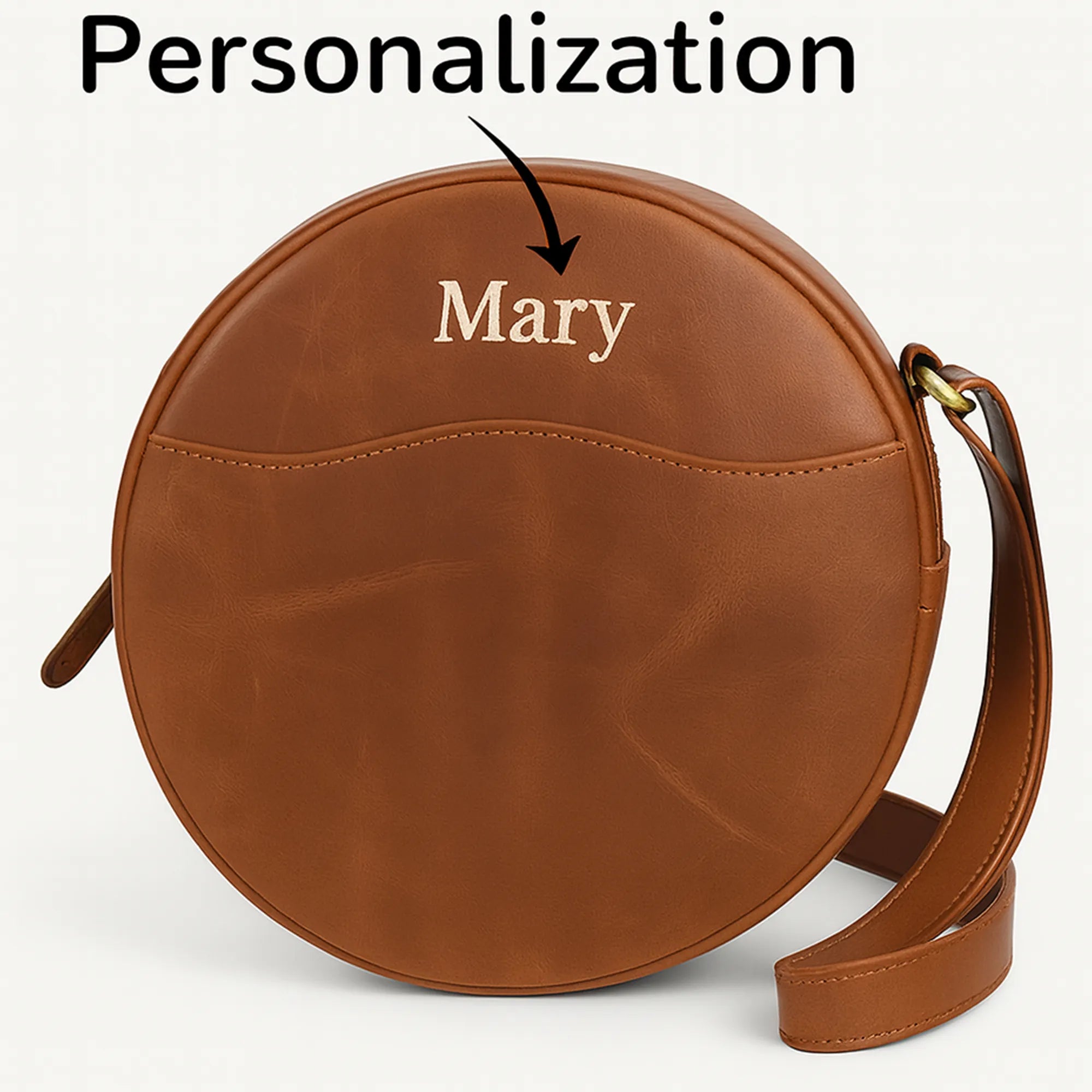 Vintage Brown Leather Crossbody Bag – Handmade Round Full Grain Sling