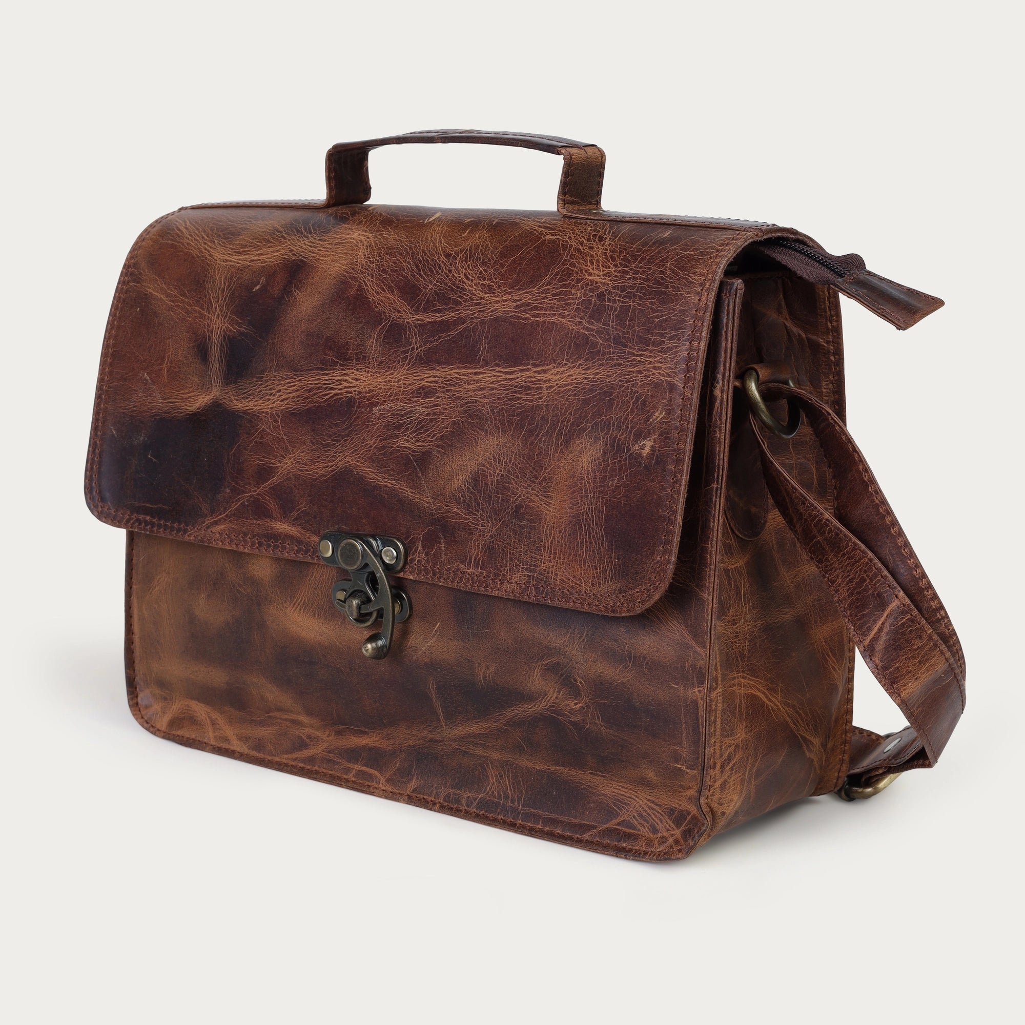 Vintage Brown Leather Crossbody Purse – Full Grain Handmade Everyday Shoulder Bag for Women