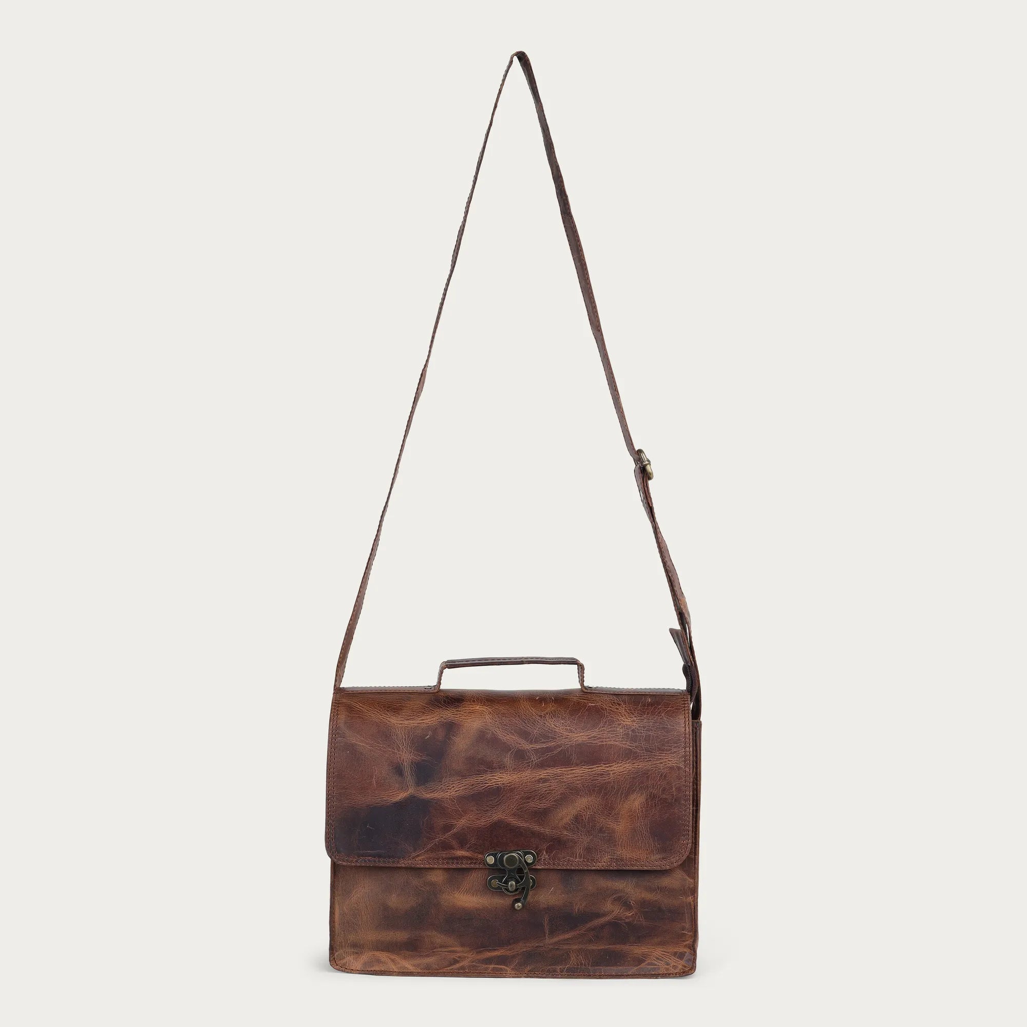 Vintage Brown Leather Crossbody Purse – Full Grain Handmade Everyday Shoulder Bag for Women