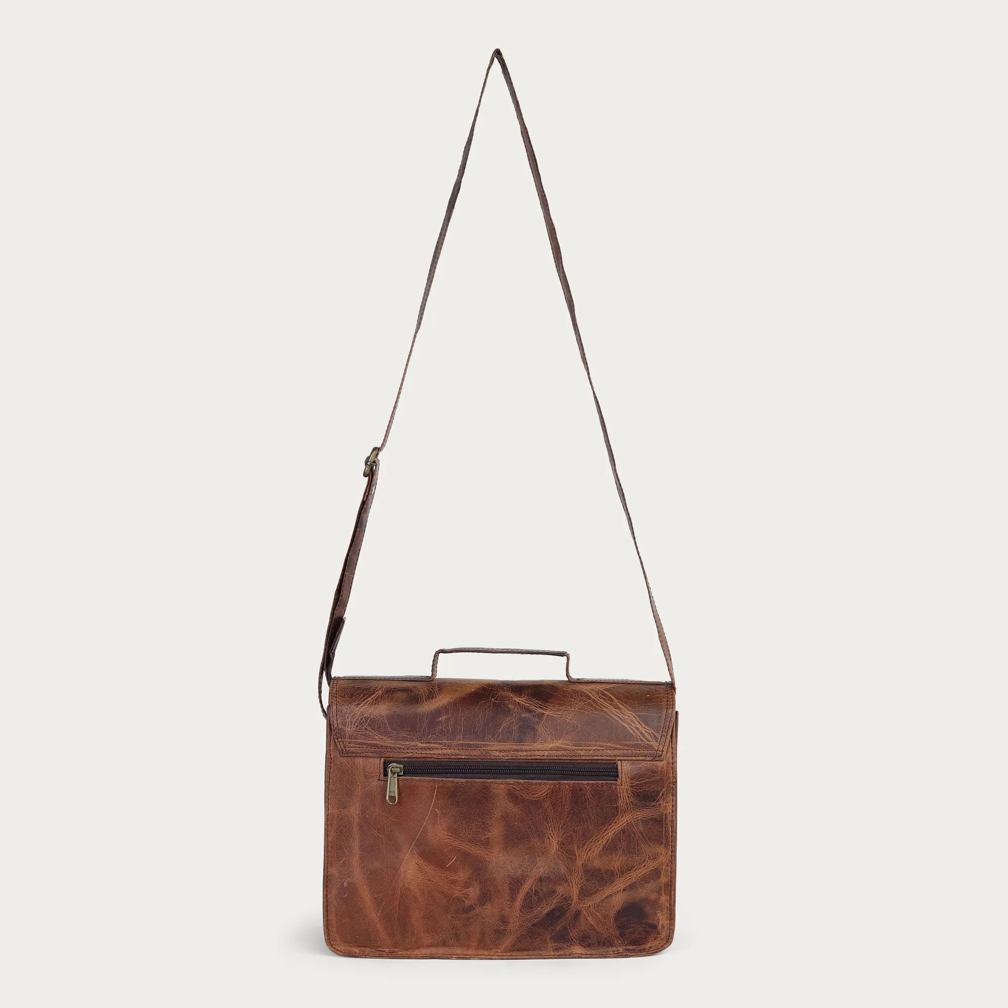 Vintage Brown Leather Crossbody Purse – Full Grain Handmade Everyday Shoulder Bag for Women