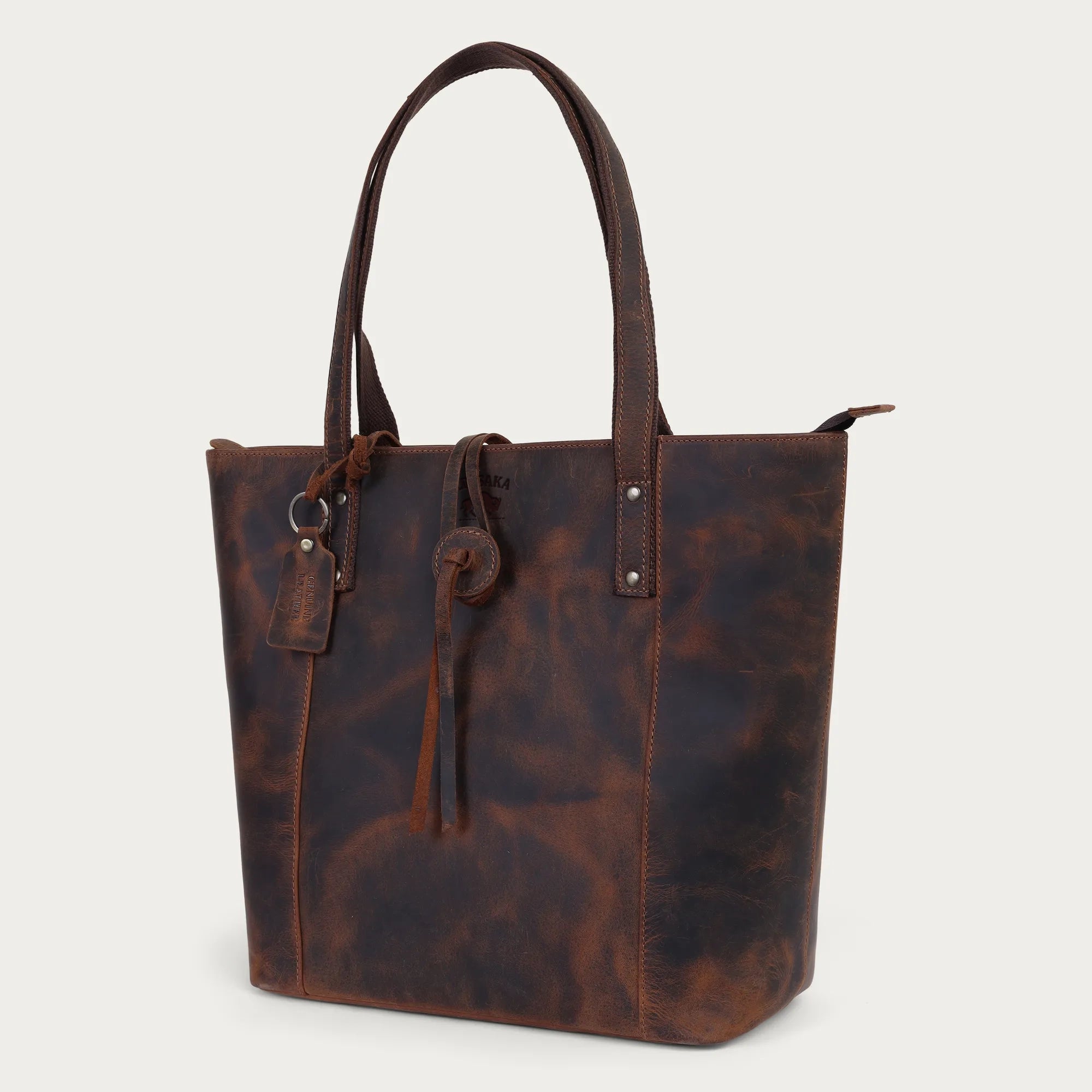 Handmade Leather Tote Bag for Women – Full-Grain Oil-Tanned Work & Travel Bag | Personalized | Available in 4 Sizes | Ships Worldwide