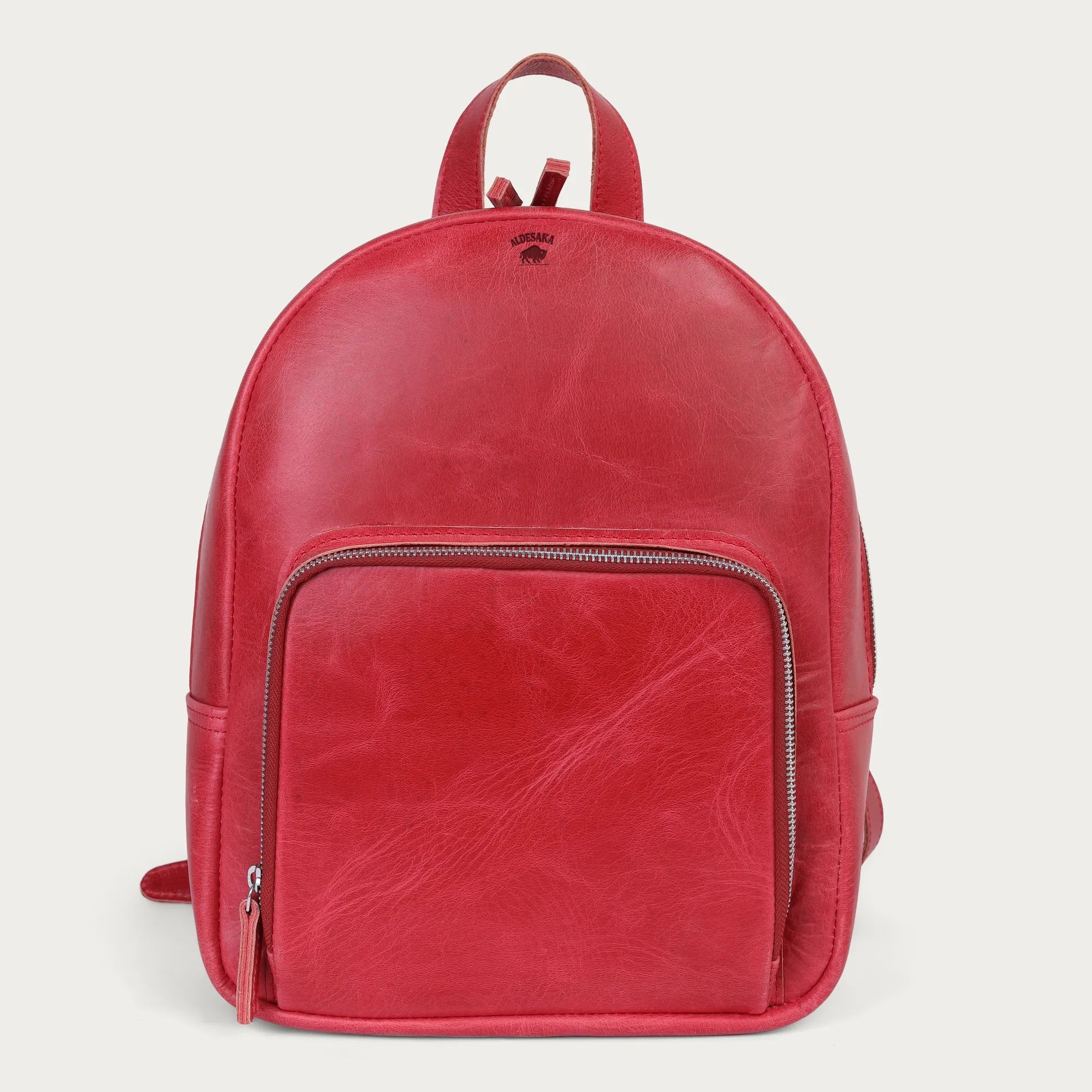 Red backpack - Bold Red Full-Grain Leather Backpack – Handmade Minimalist Daypack for Women | Personalized & Gift-Ready