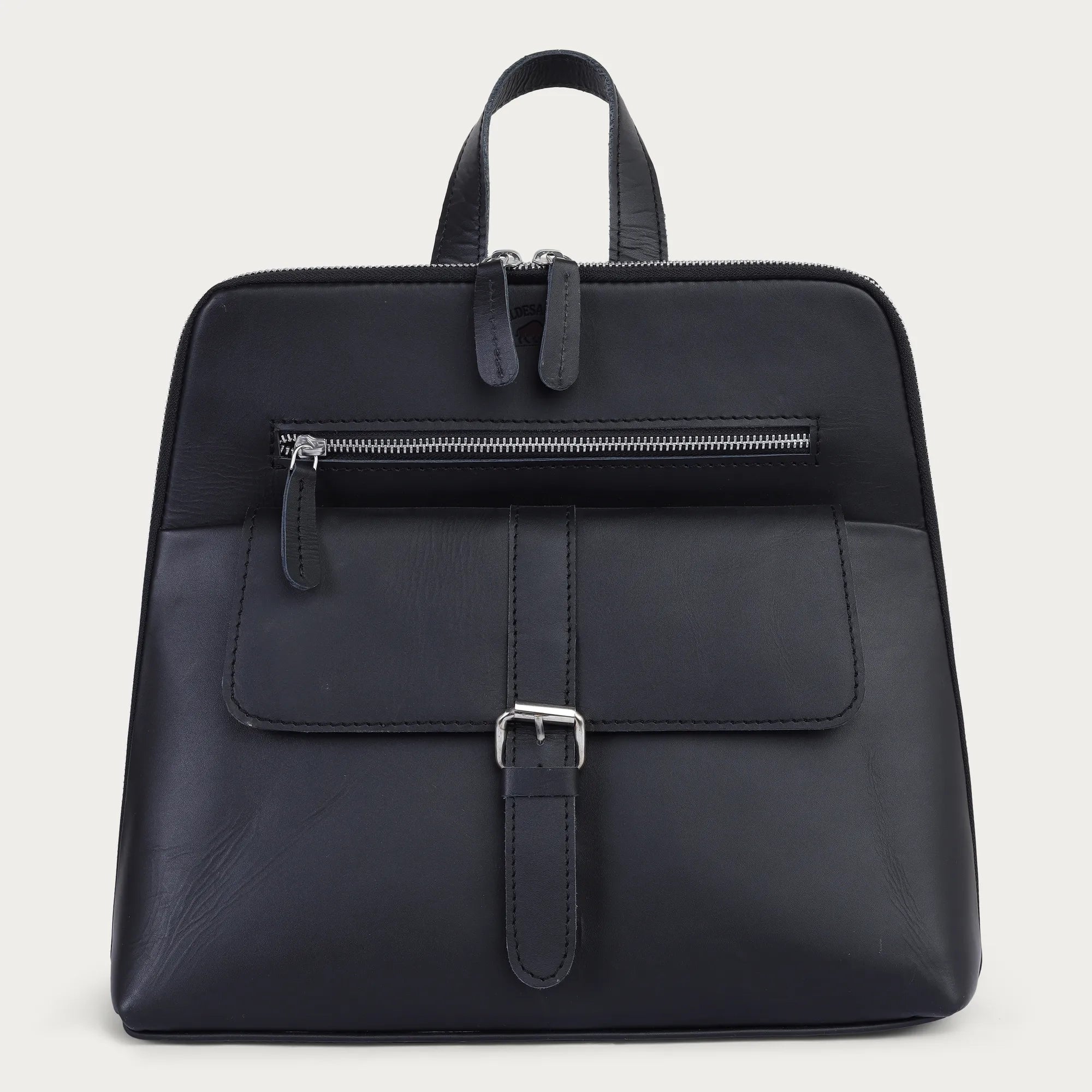 Black Leather Backpack – Handmade Full Grain Leather Daypack for Women
