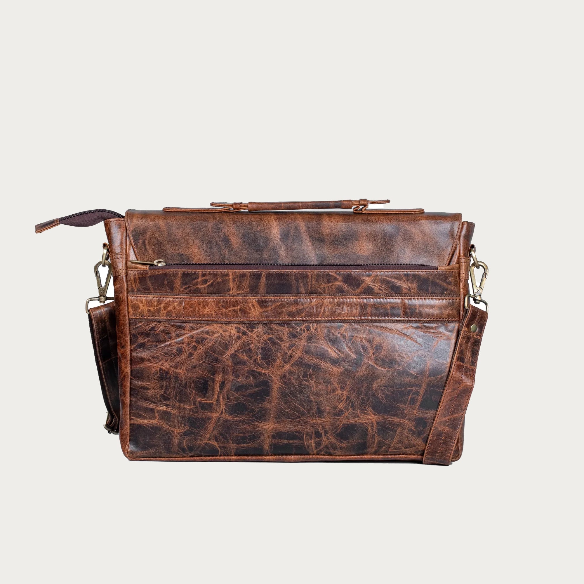 Distressed Brown Leather Briefcase – Full-Grain Executive Laptop Bag with Twist-Lock Closure (14" / 16" / 18")