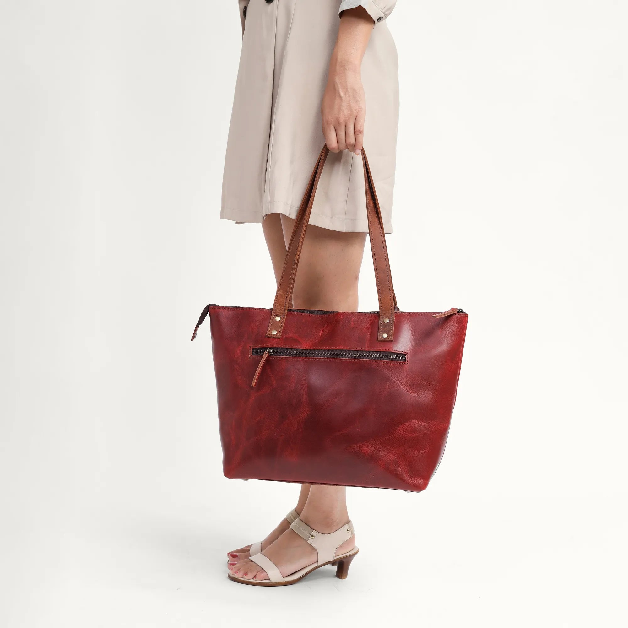 Wine Red Leather Shoulder Bag for Women – Handcrafted Full-Grain Tote | Personalized | Global Delivery | Work-Ready Elegance