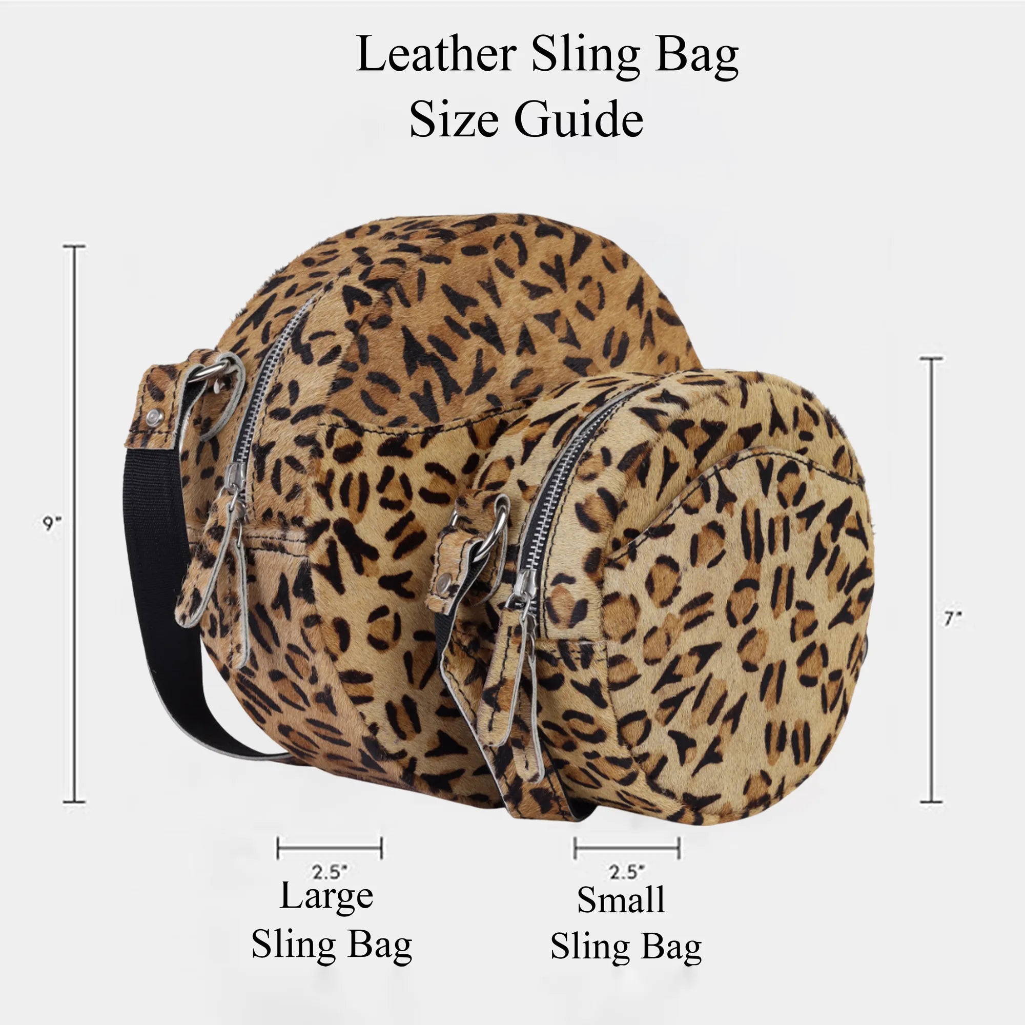 Leopard Hairon Leather Crossbody Bag – Round Handmade Sling for Women