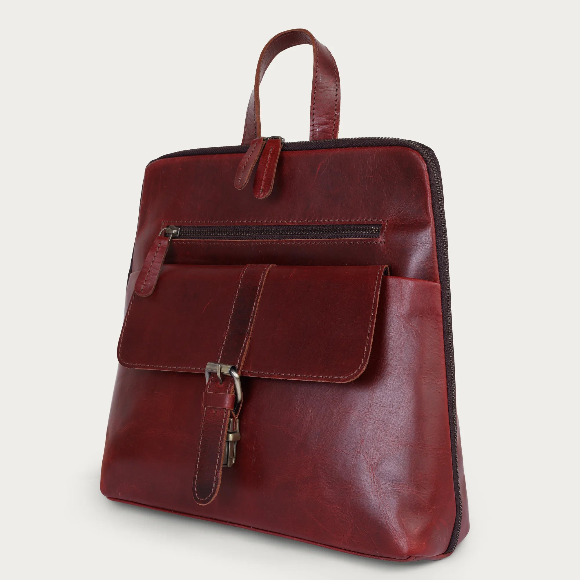 Wine Leather Backpack – Handmade Full Grain Burgundy Backpack for Women