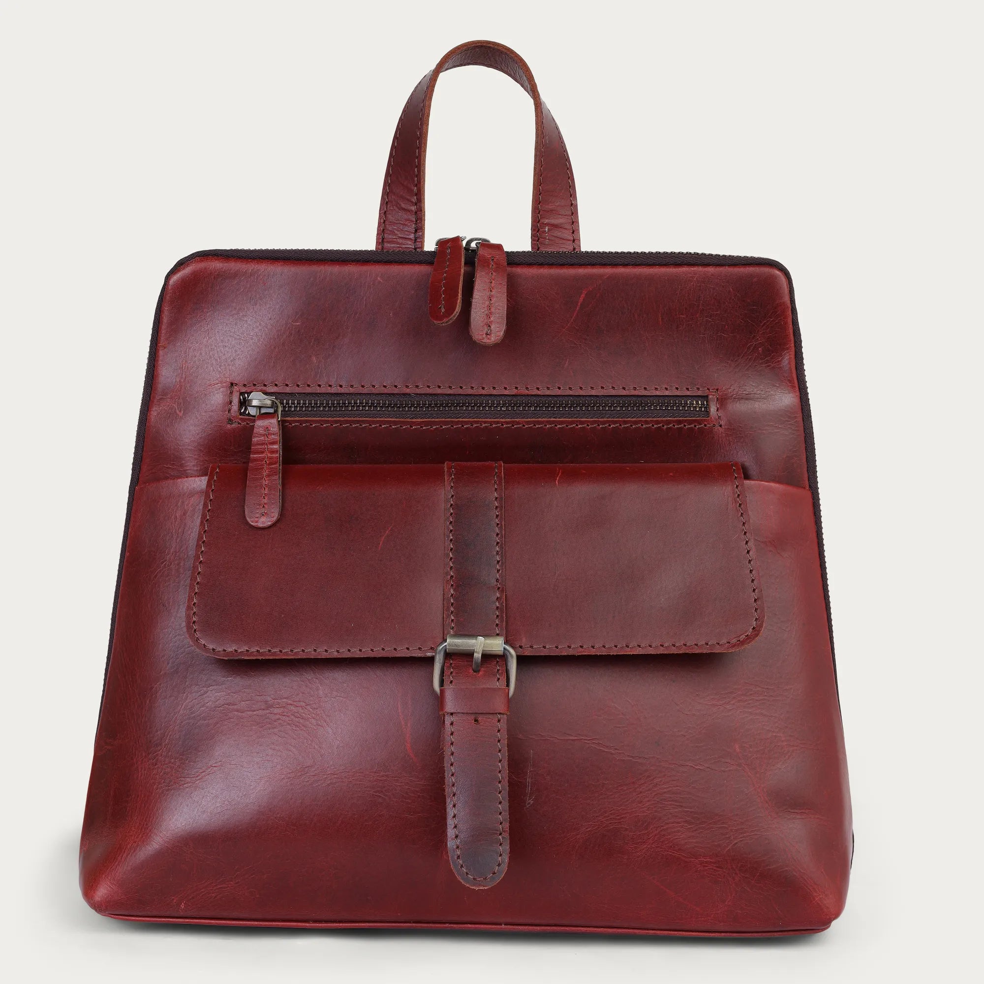 Wine Leather Backpack – Handmade Full Grain Burgundy Backpack for Women