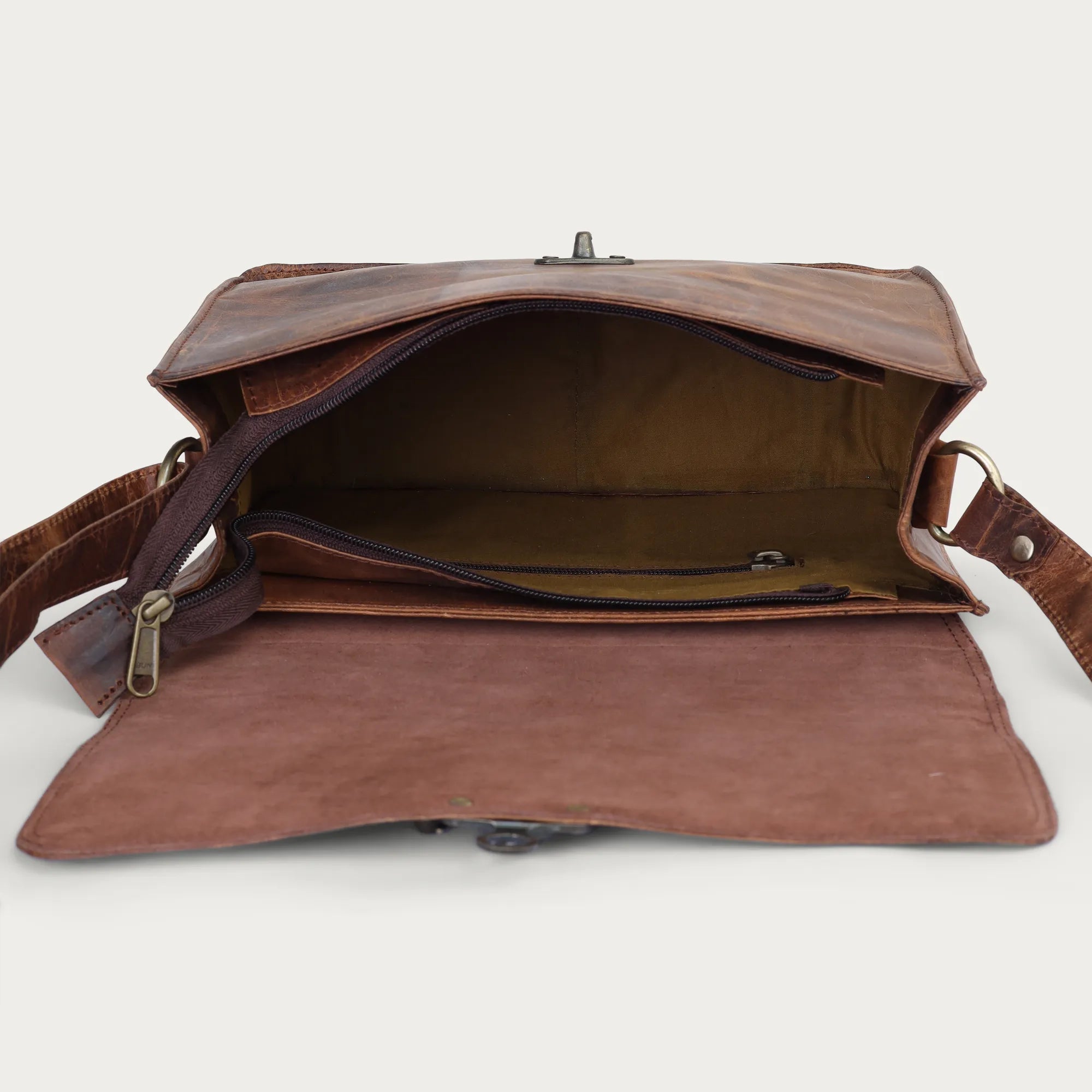 Vintage Brown Leather Crossbody Purse – Full Grain Handmade Everyday Shoulder Bag for Women