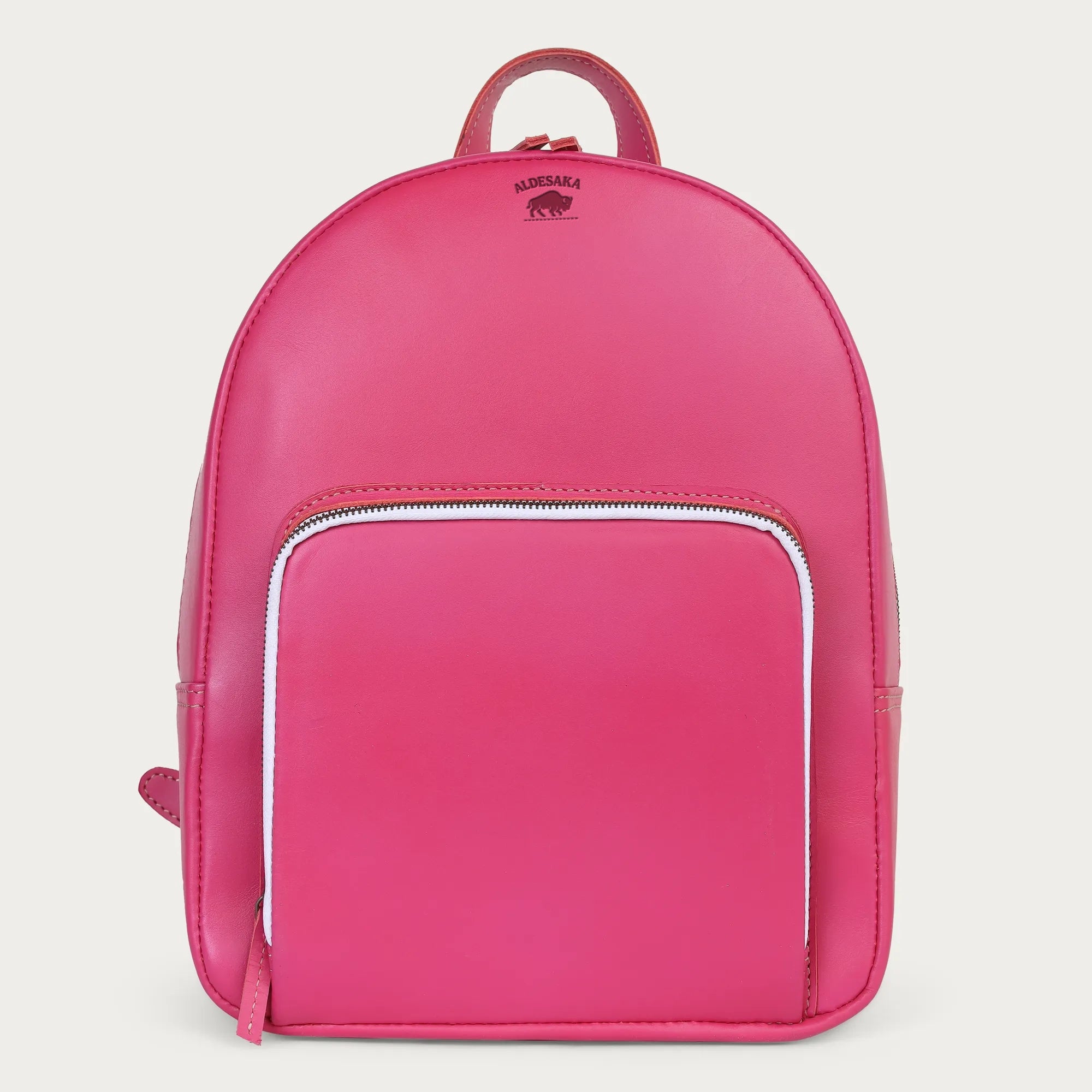 Pink Leather Backpack – Handmade Full Grain Minimalist Bag for Women