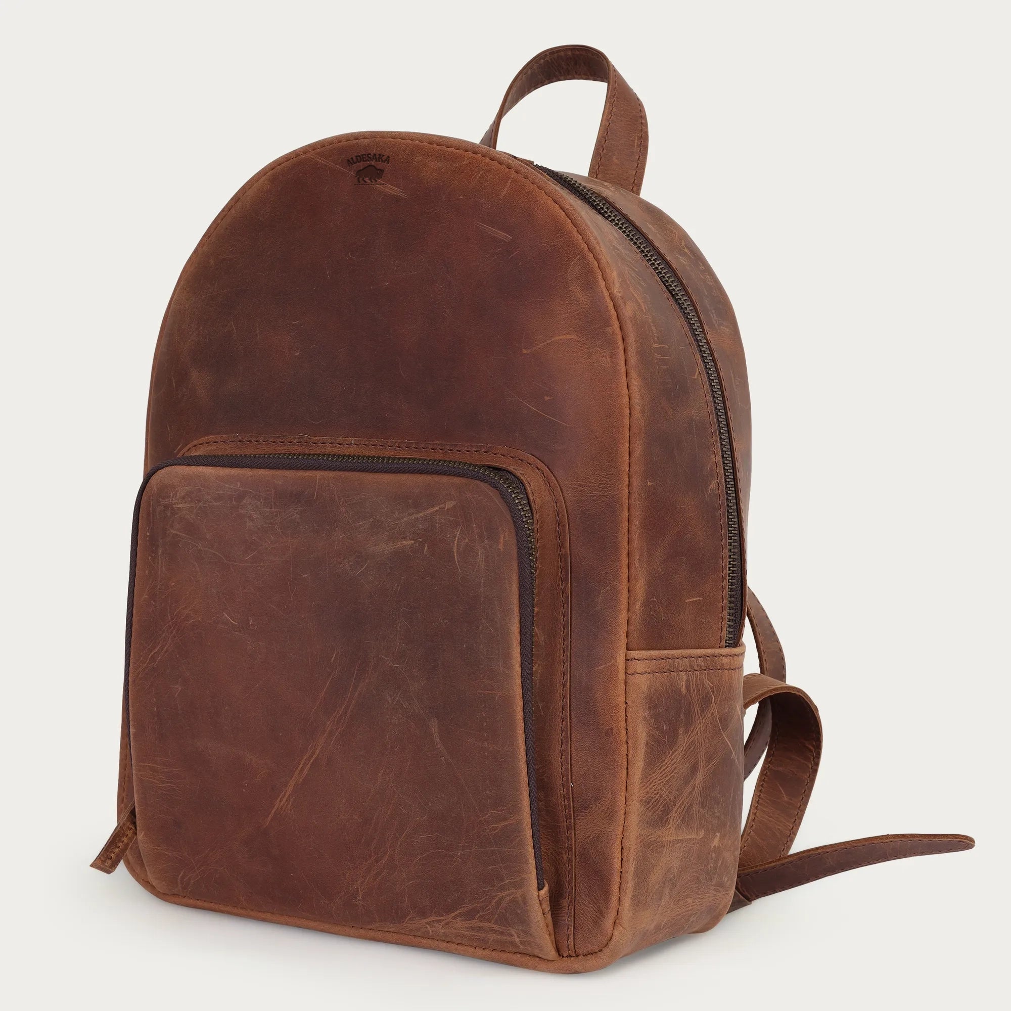 Rustic Leather Backpack for Women – Handmade Full-Grain Travel & School Bag | Personalized Gift for Teens | Distress Brown