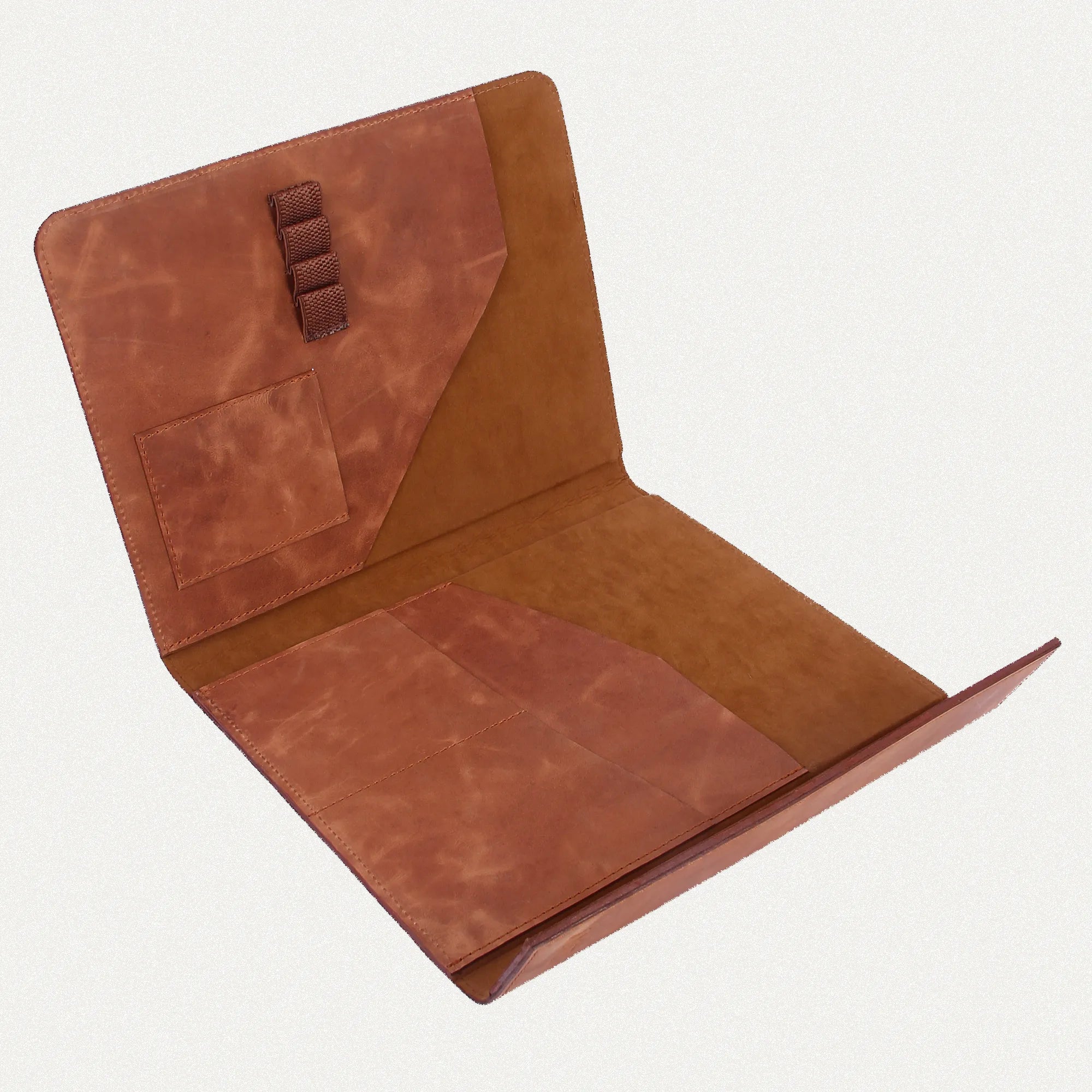 Tan Full-Grain Leather Portfolio – A4 & A5 Document Folder with Magnetic Closure