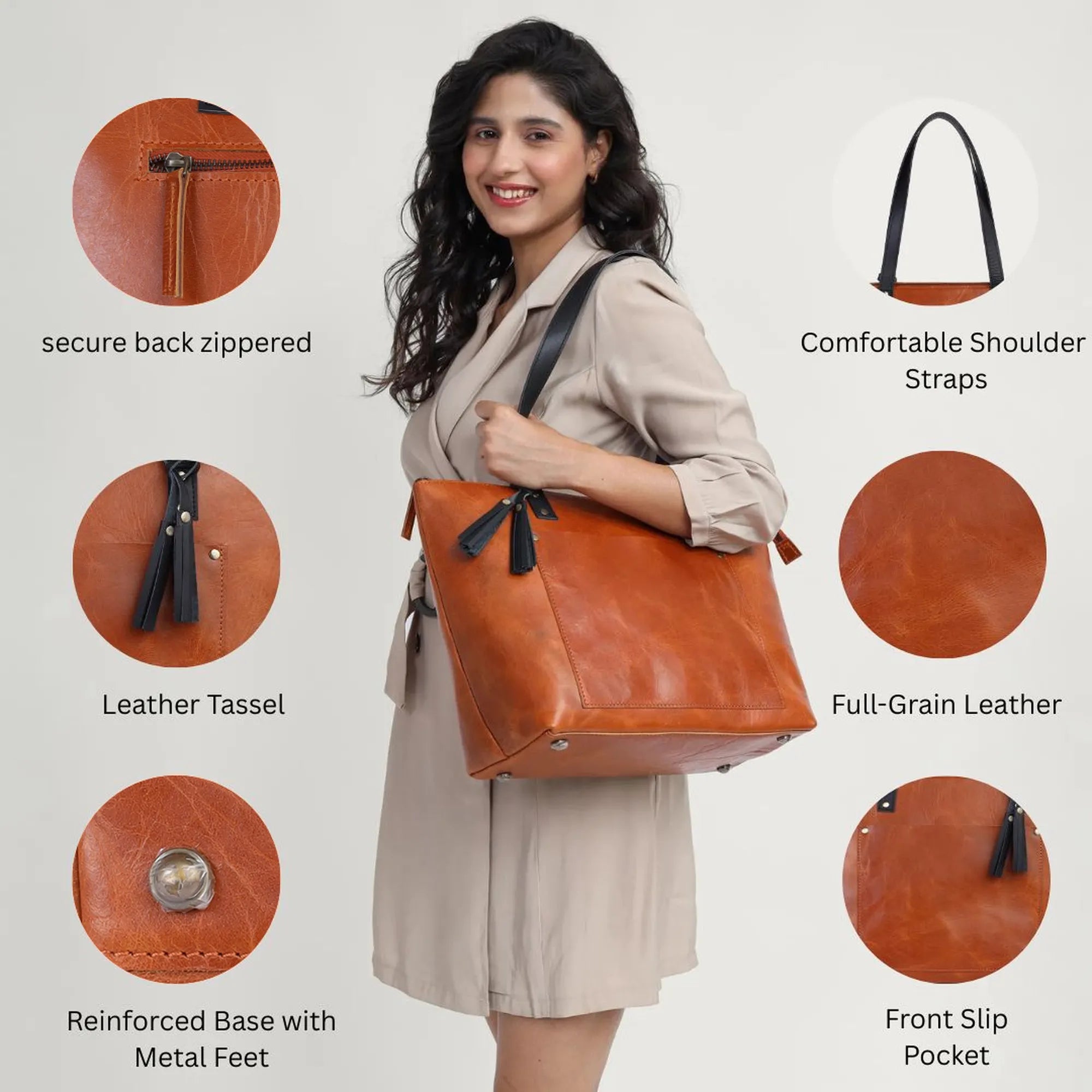 Tan Leather Tote Bag – Full Grain Handmade Everyday Carry