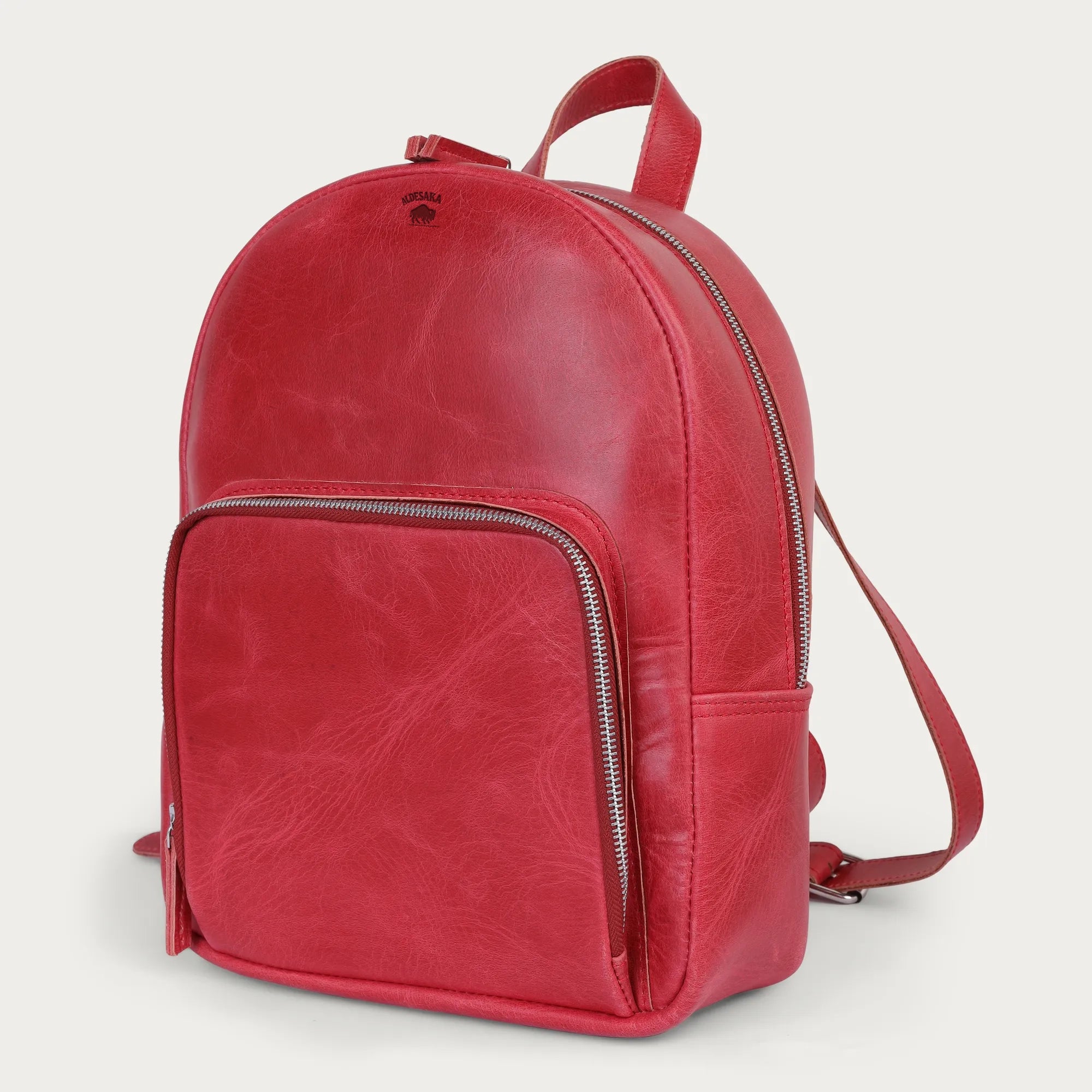 Red backpack - Bold Red Full-Grain Leather Backpack – Handmade Minimalist Daypack for Women | Personalized & Gift-Ready
