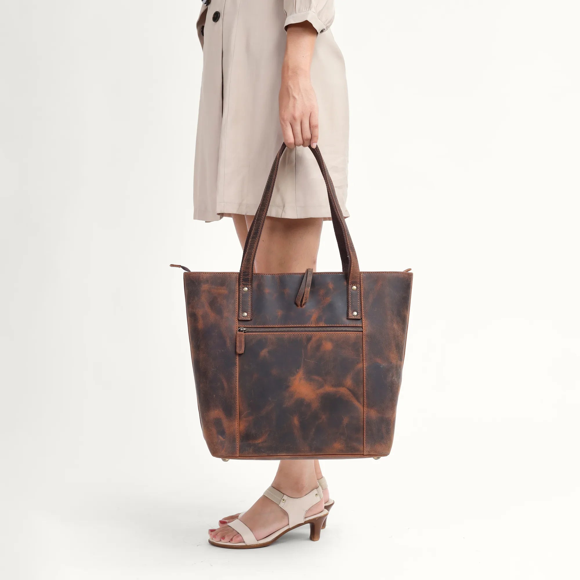 Amara Vintage Series Distress Brown Shopping Bag