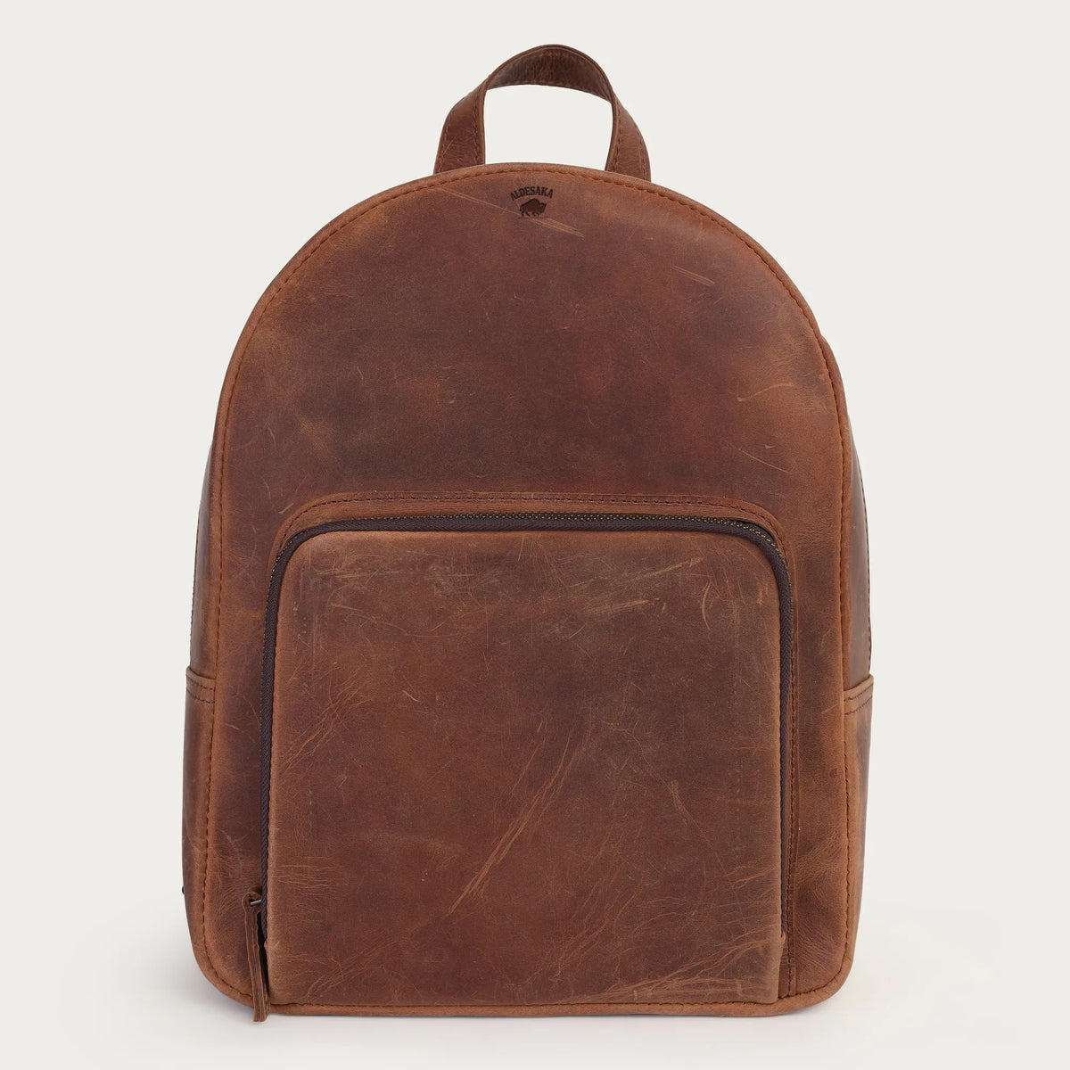 Distressed Brown Leather Backpack