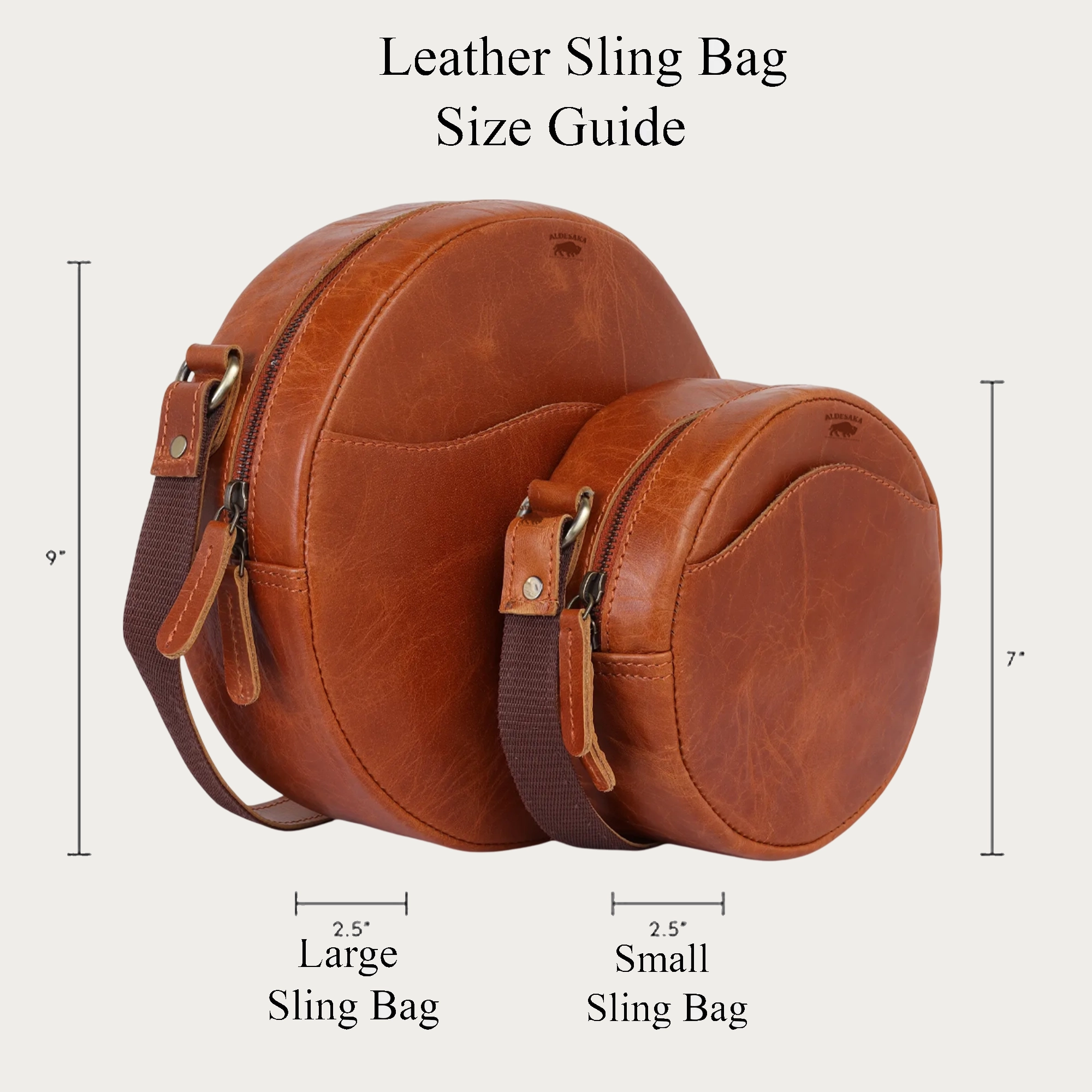 Tan Leather Crossbody Bag – Minimal Round Handmade Sling in Full Grain Leather