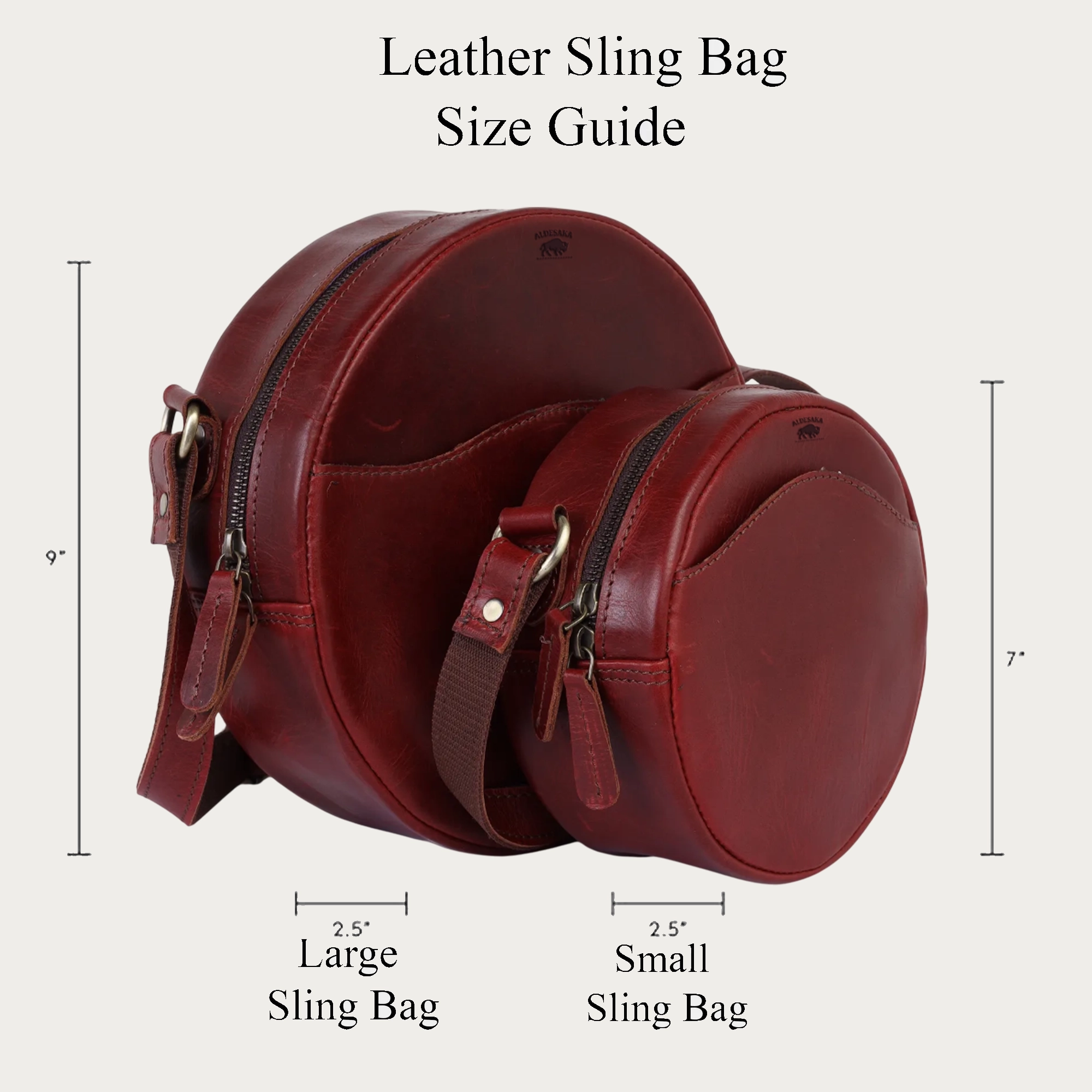 Wine Leather Crossbody Bag – Round Handmade Full Grain Sling for Women