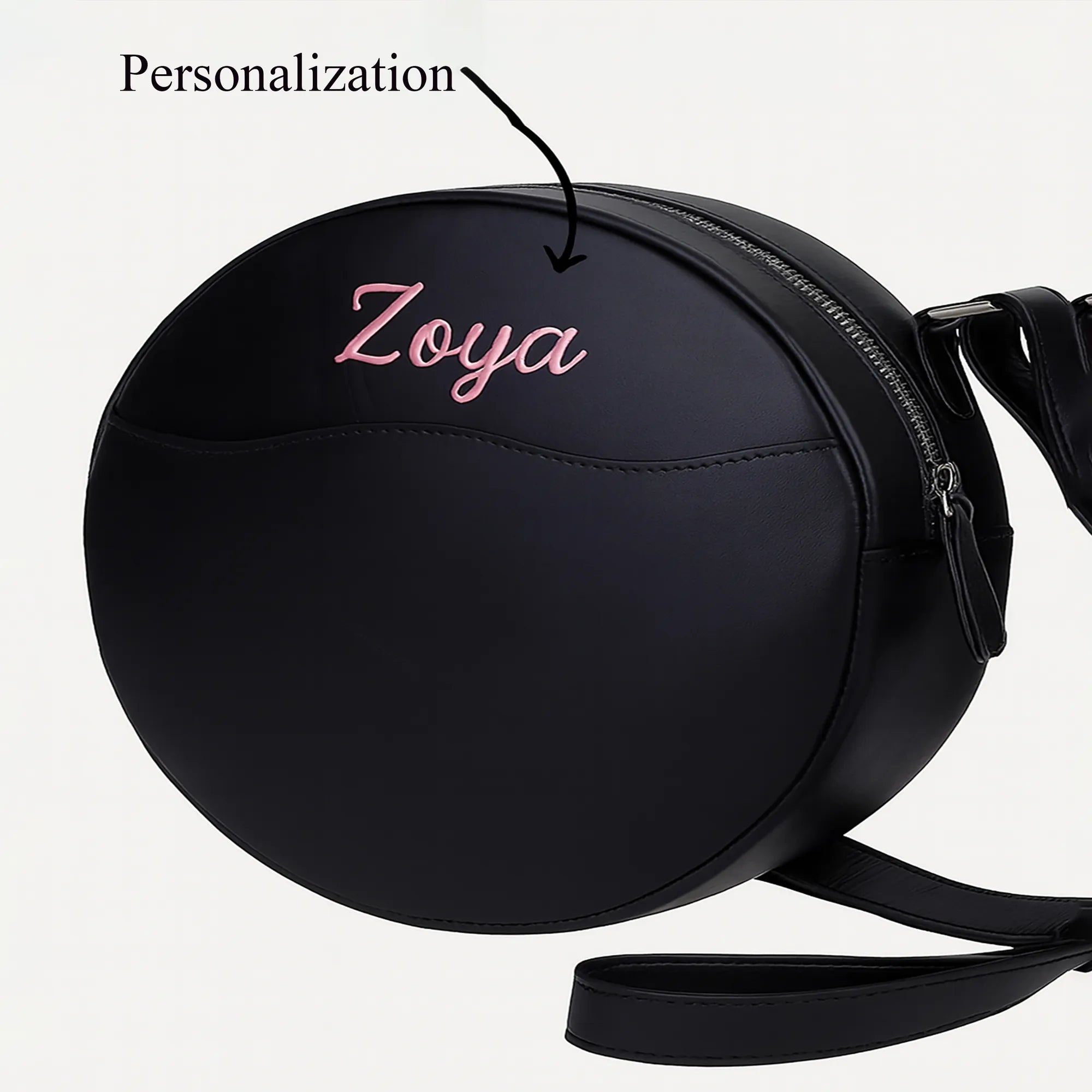 Round Black Leather Sling Bag – Full Grain Leather Crossbody Purse for Everyday Use (2 Sizes)