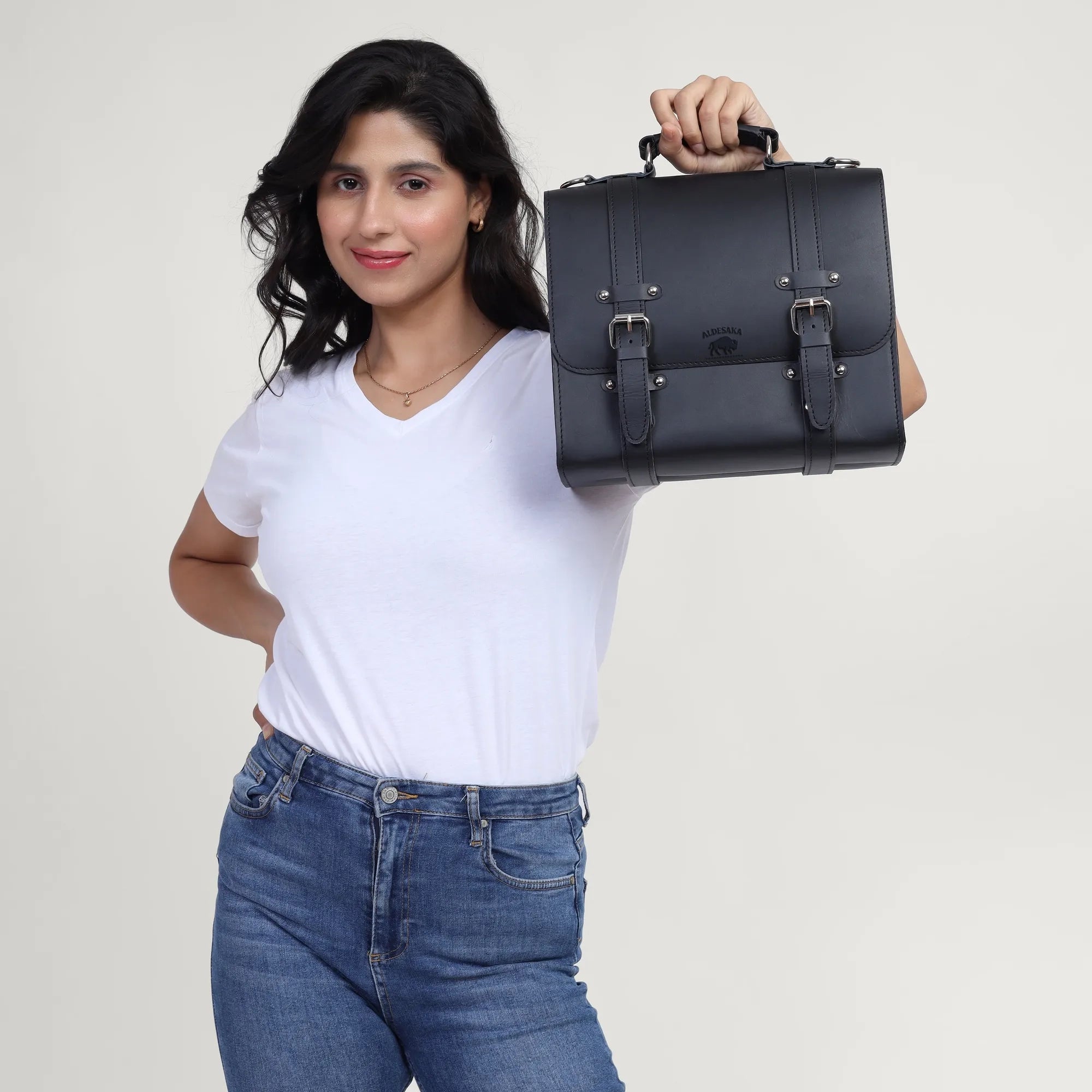 Black Leather Messenger Bag – Handmade Full Grain Business Satchel