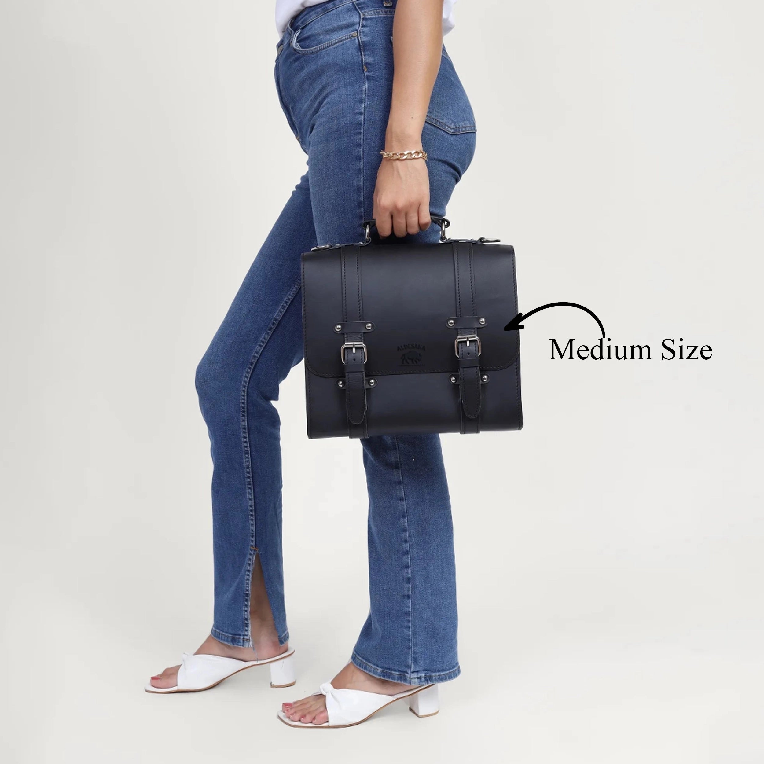 Black Leather Messenger Bag – Handmade Full Grain Business Satchel