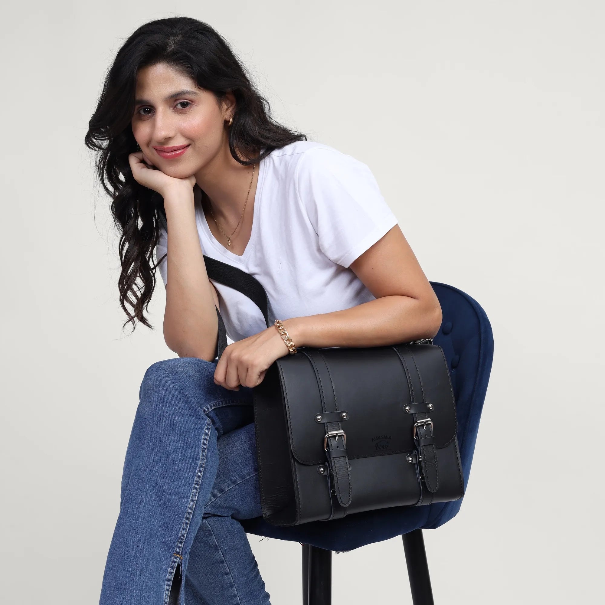 Black Leather Messenger Bag – Handmade Full Grain Business Satchel