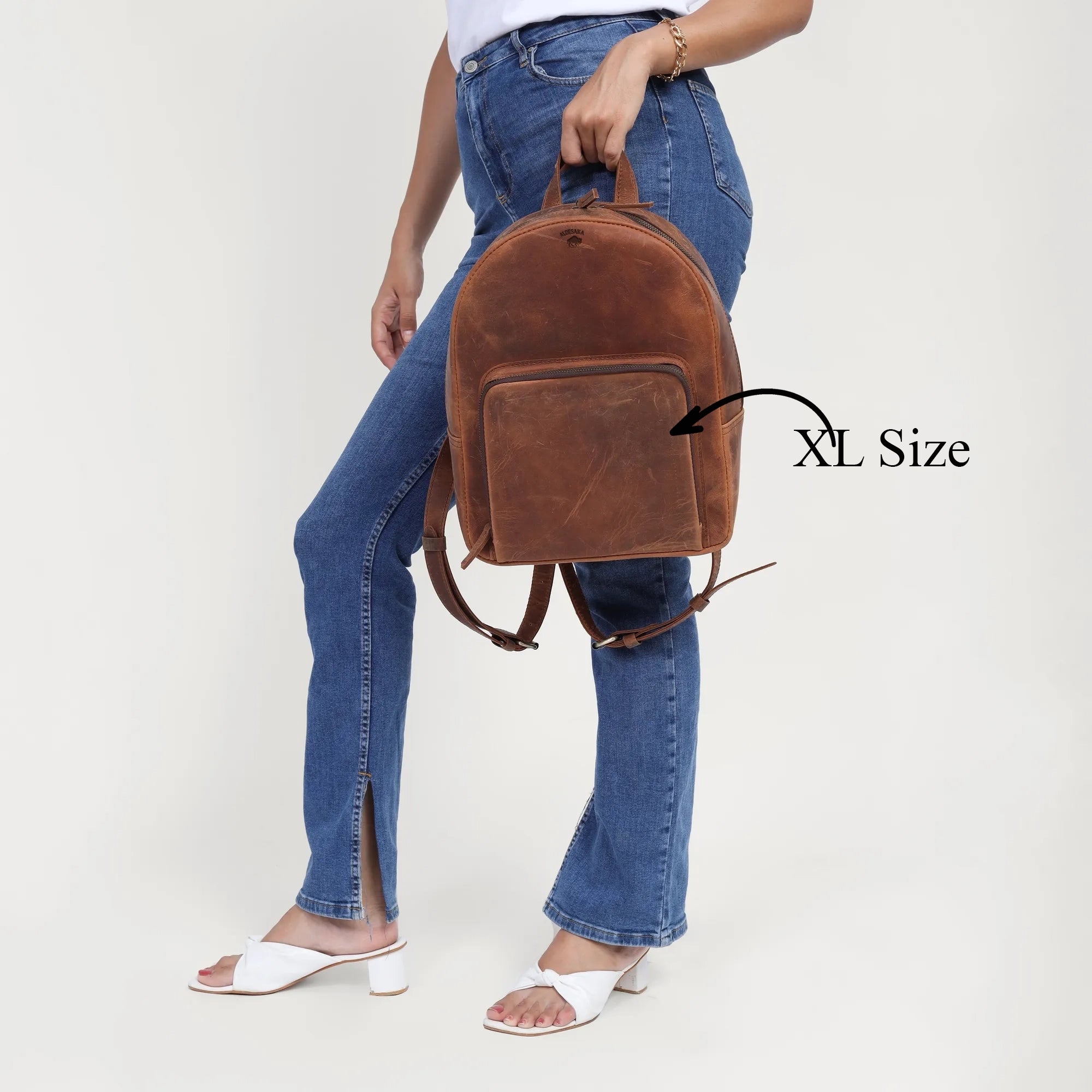 Rustic Leather Backpack for Women – Handmade Full-Grain Travel & School Bag | Personalized Gift for Teens | Distress Brown