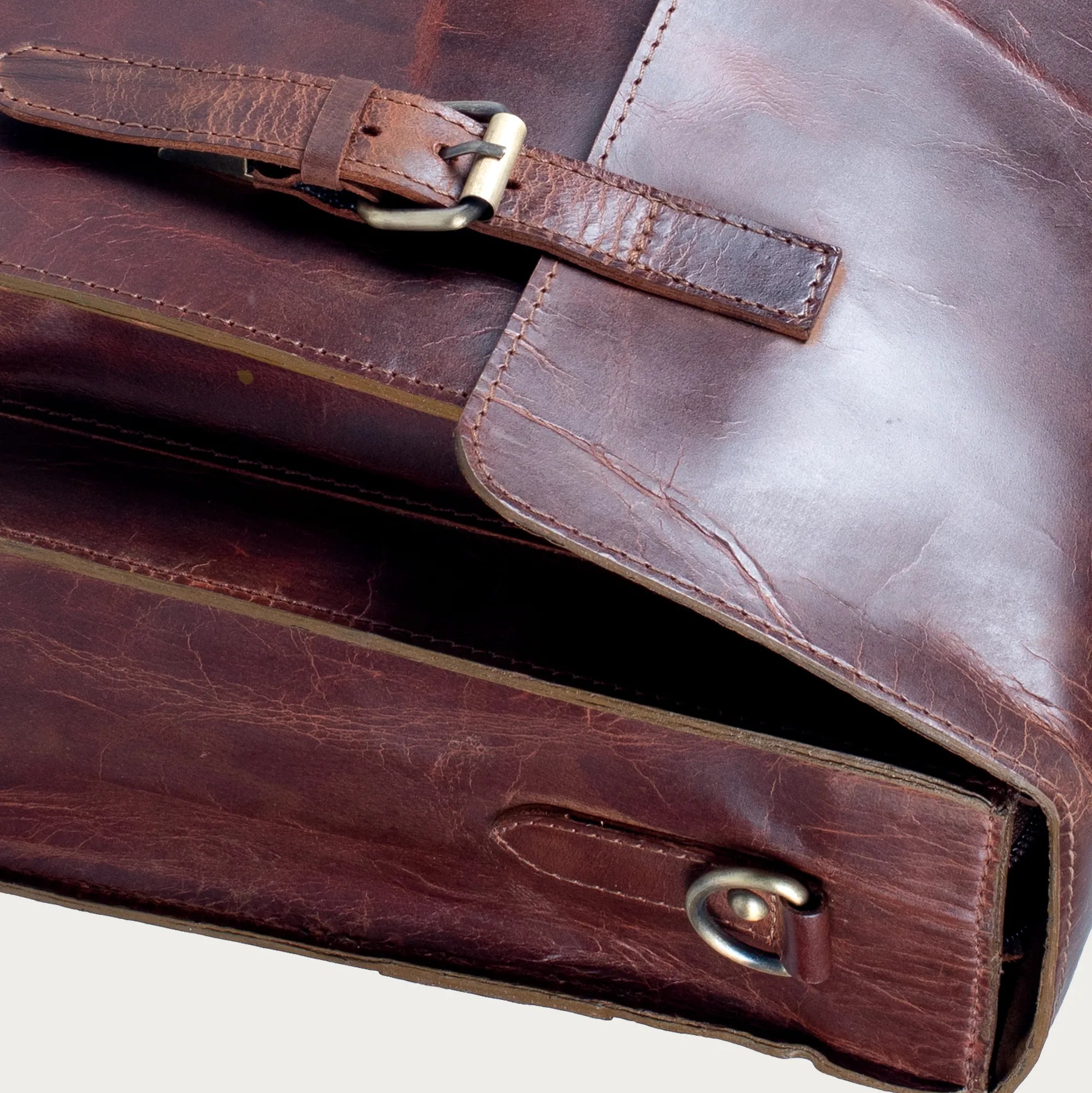 Full Grain Distressed Leather Messenger Bag – Handmade Buckle Flap Satchel for Men & Women | Laptop Work Bag in 14” 16” 18” Sizes | Rustic Gift for Him