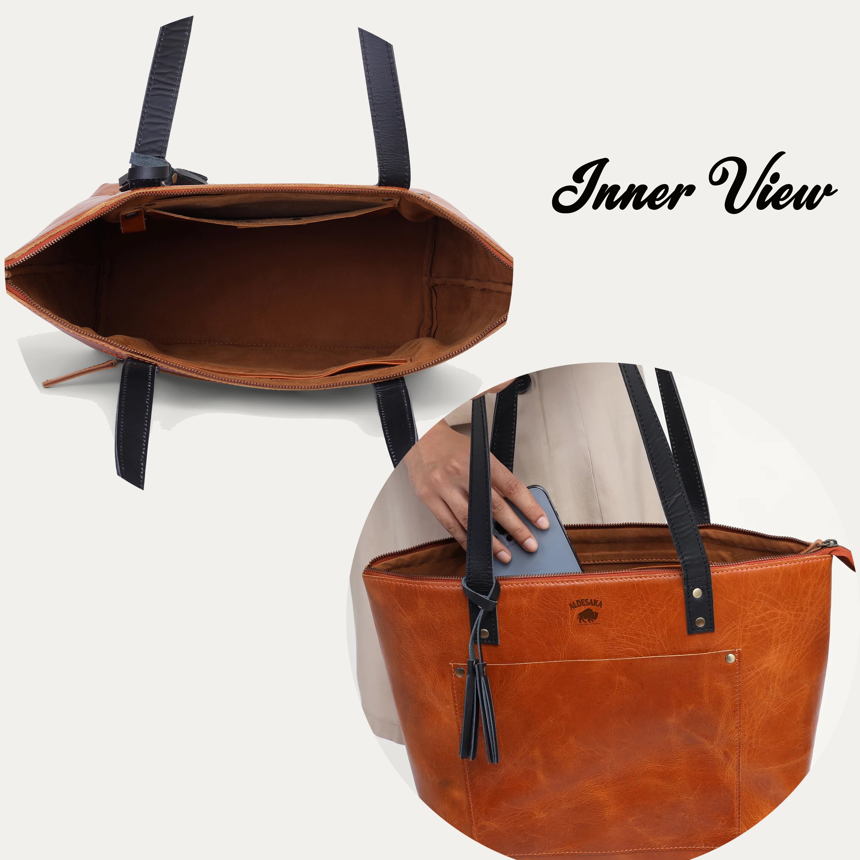 Tan Leather Tote Bag – Full Grain Handmade Everyday Carry