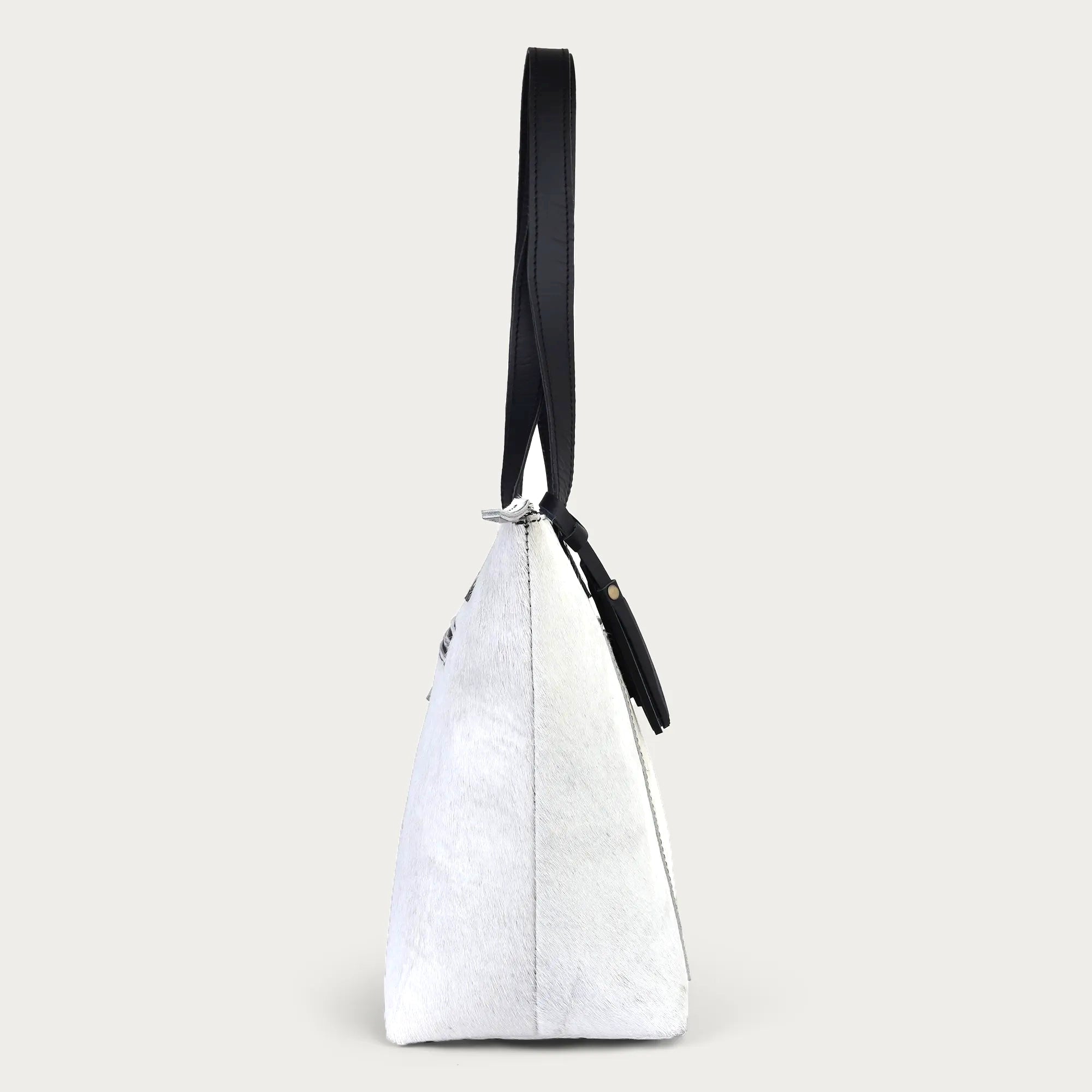 White Hairon Leather Tote Bag – Handmade & Personalized
