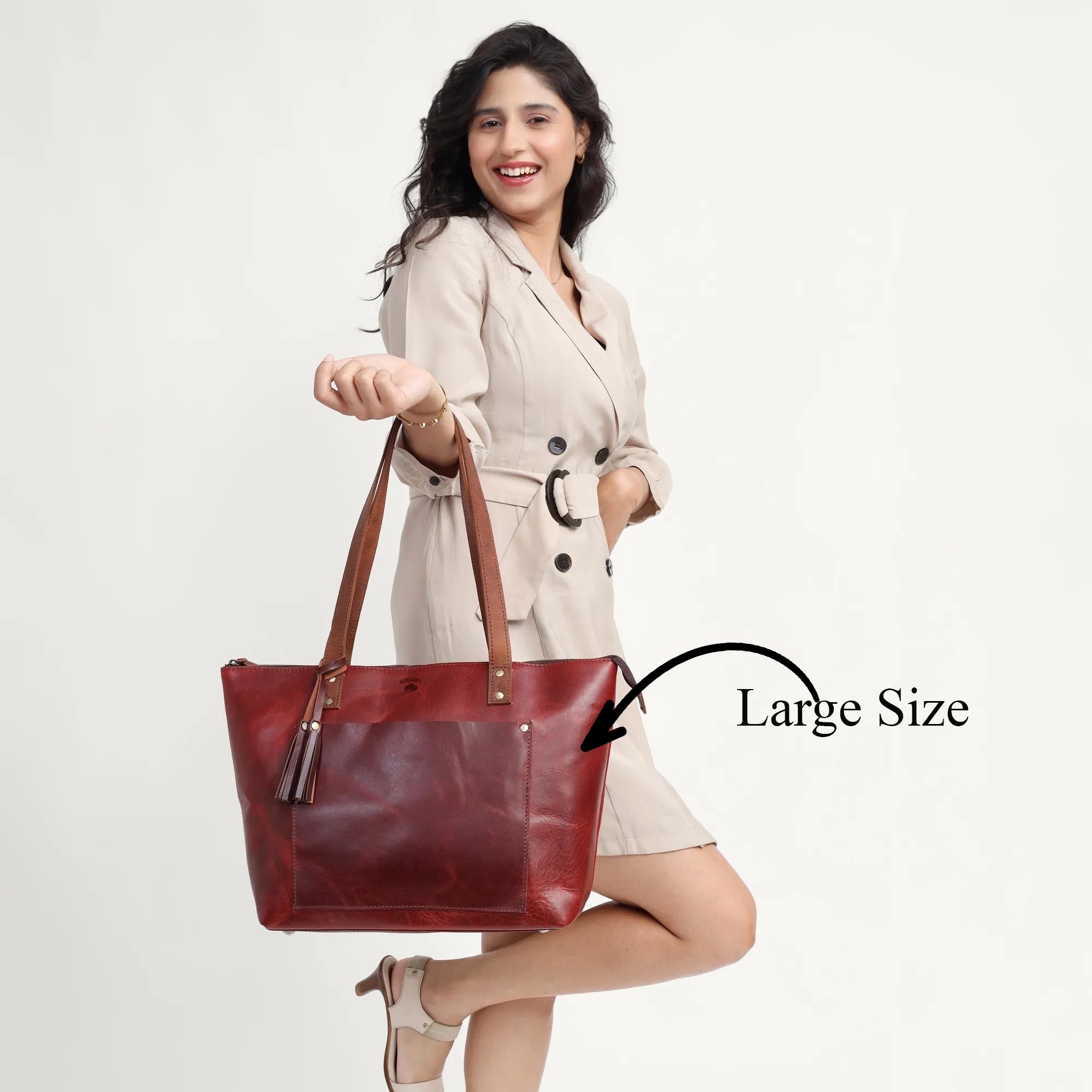 Wine Red Leather Shoulder Bag for Women – Handcrafted Full-Grain Tote | Personalized | Global Delivery | Work-Ready Elegance