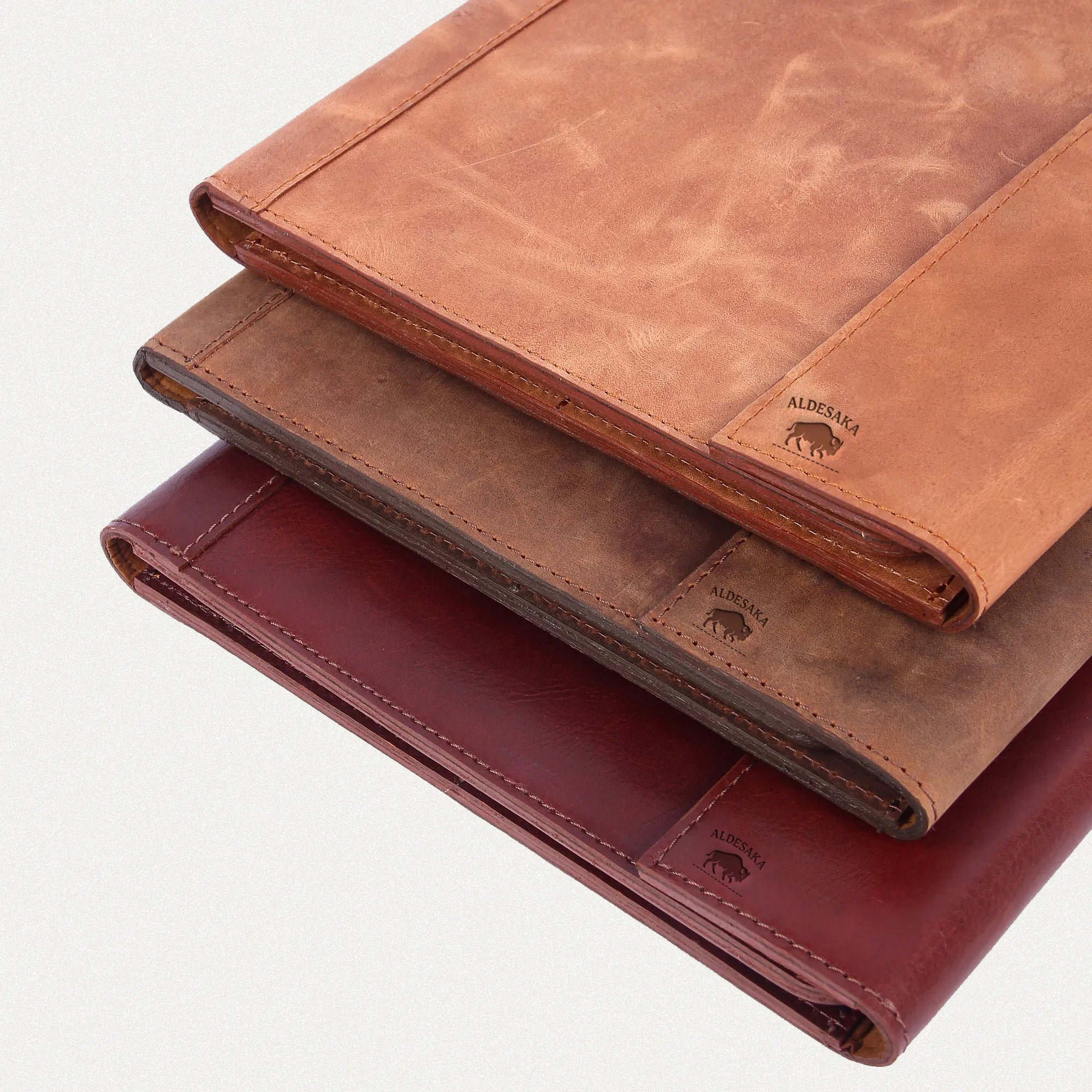 Tan Full-Grain Leather Portfolio – A4 & A5 Document Folder with Magnetic Closure