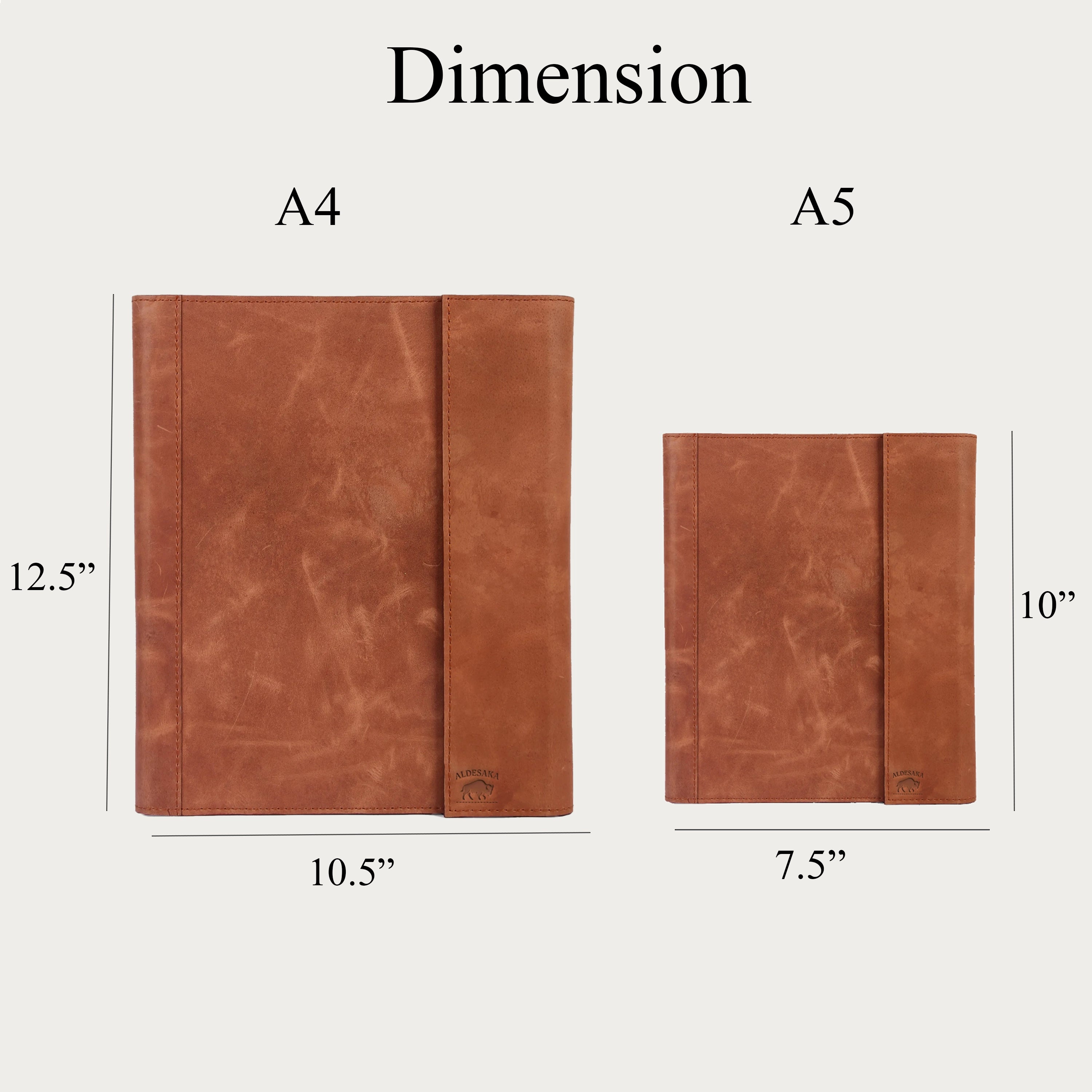 Tan Full-Grain Leather Portfolio – A4 & A5 Document Folder with Magnetic Closure