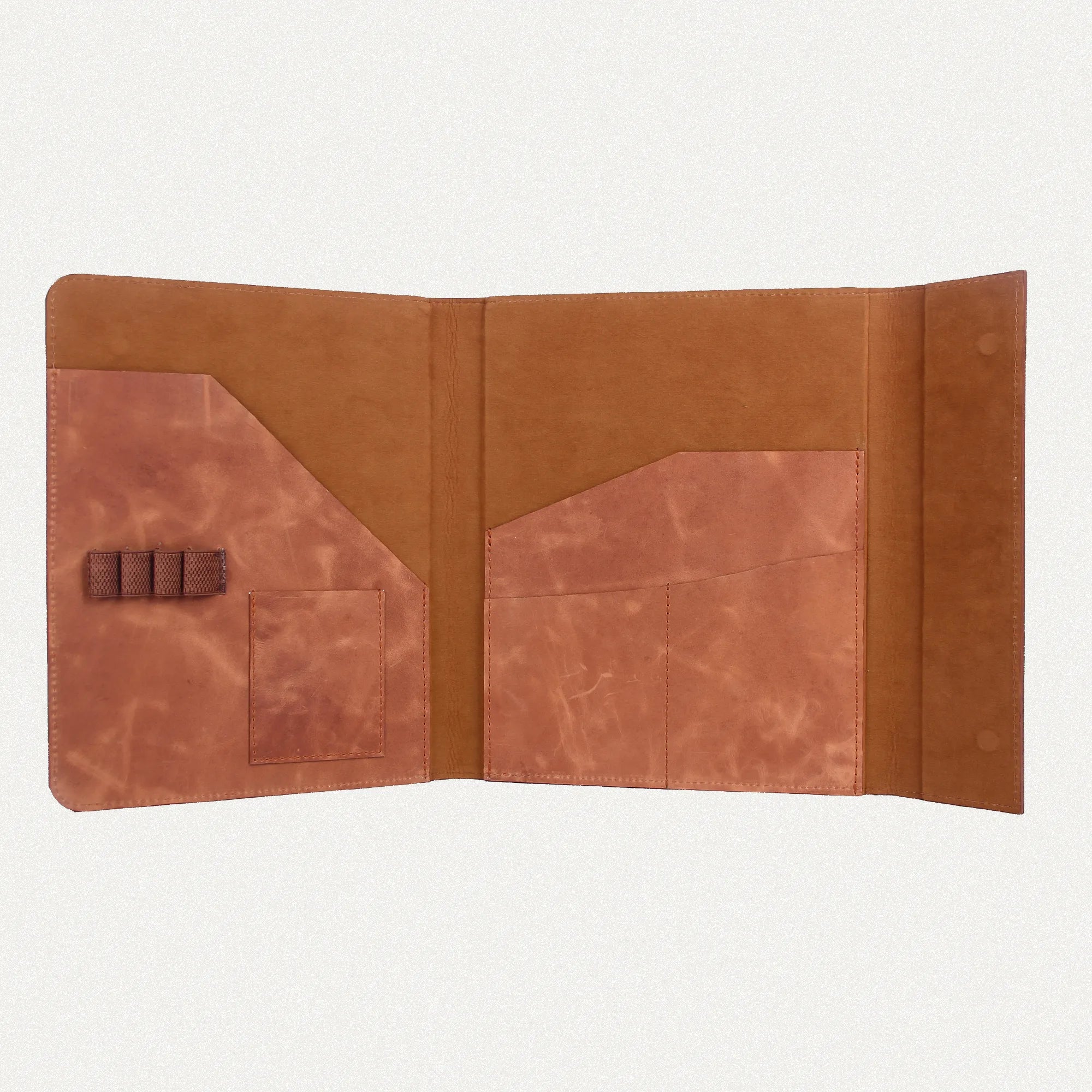 Tan Full-Grain Leather Portfolio – A4 & A5 Document Folder with Magnetic Closure