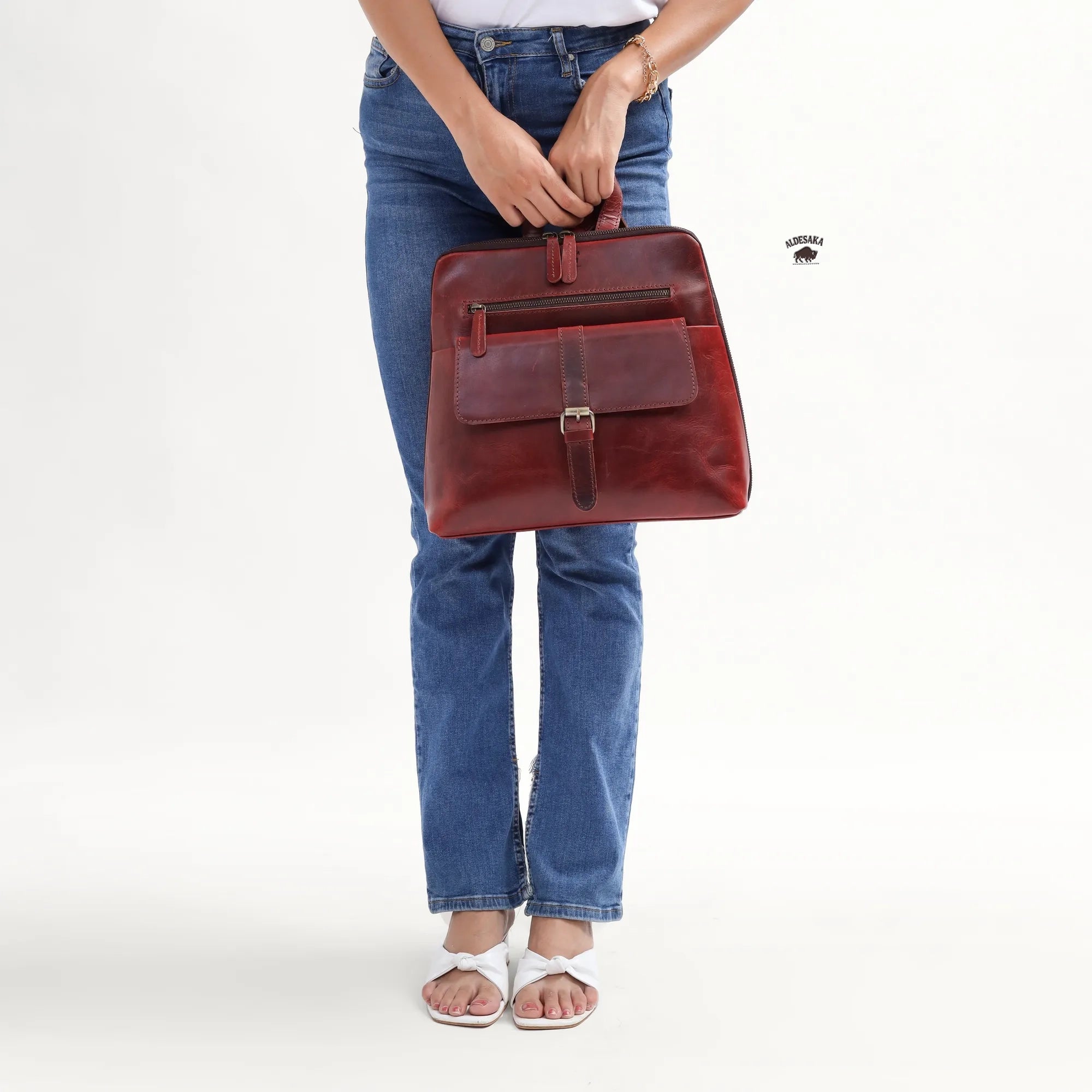 Wine Leather Backpack – Handmade Full Grain Burgundy Backpack for Women
