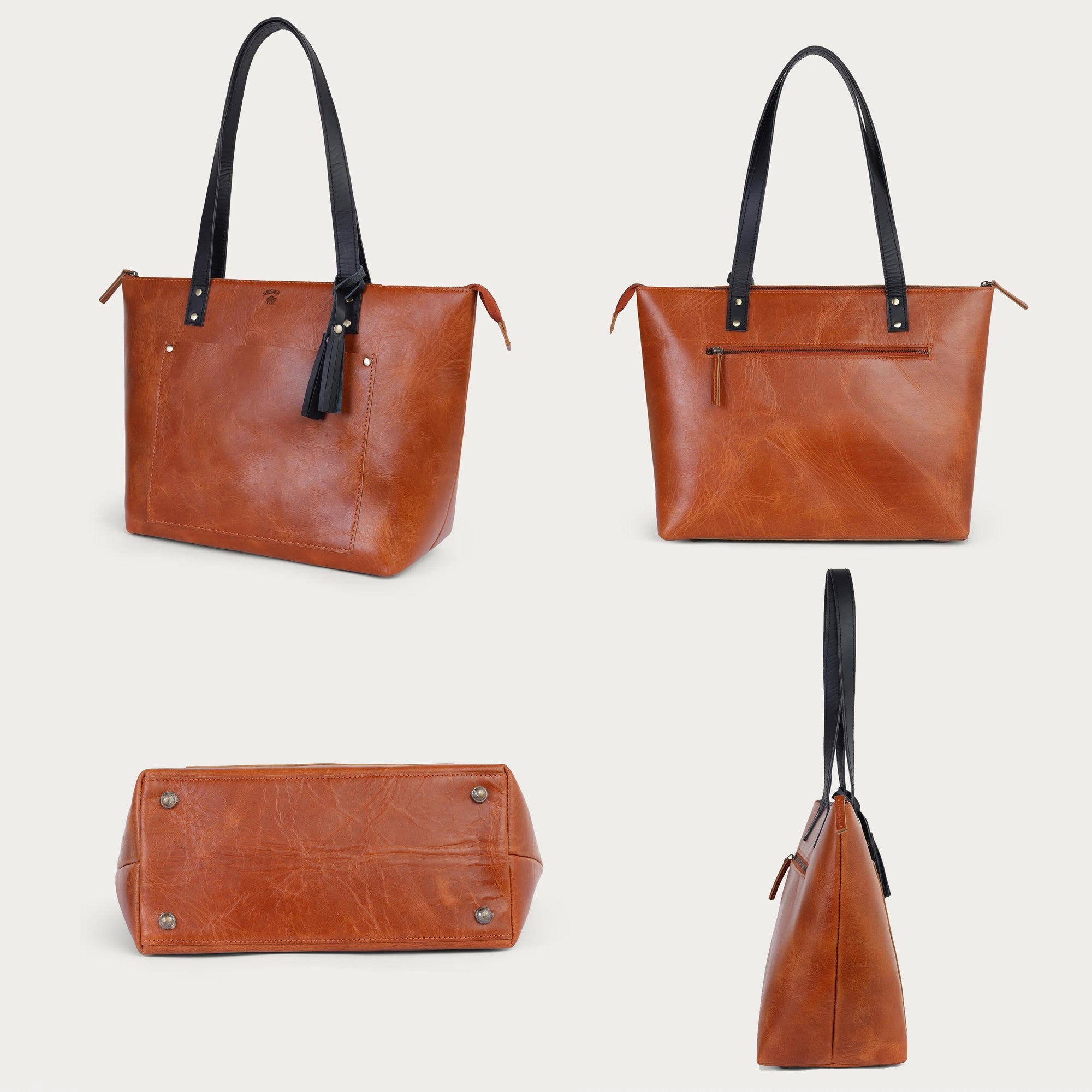 Tan Leather Tote Bag – Full Grain Handmade Everyday Carry