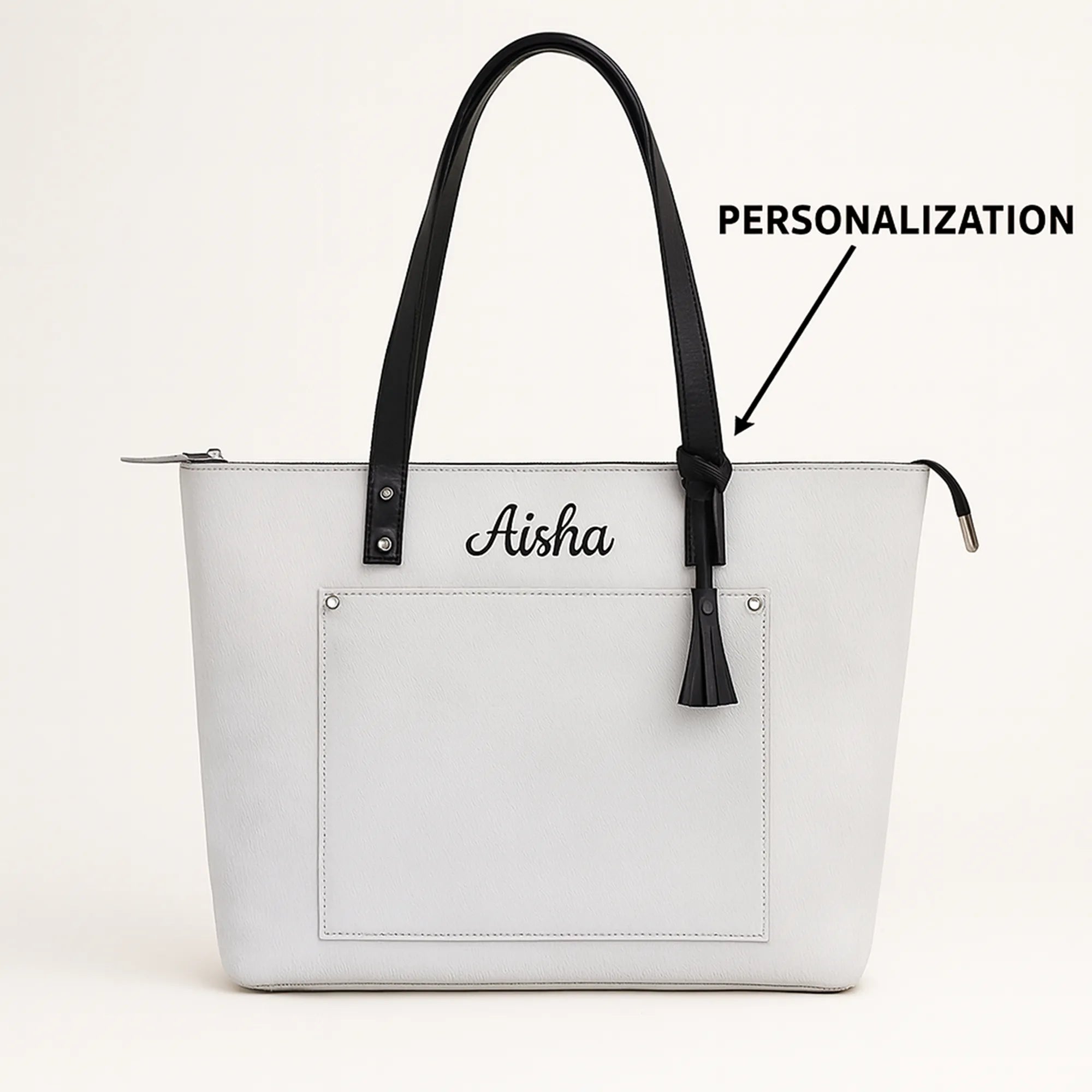 White Hairon Leather Tote Bag – Handmade & Personalized